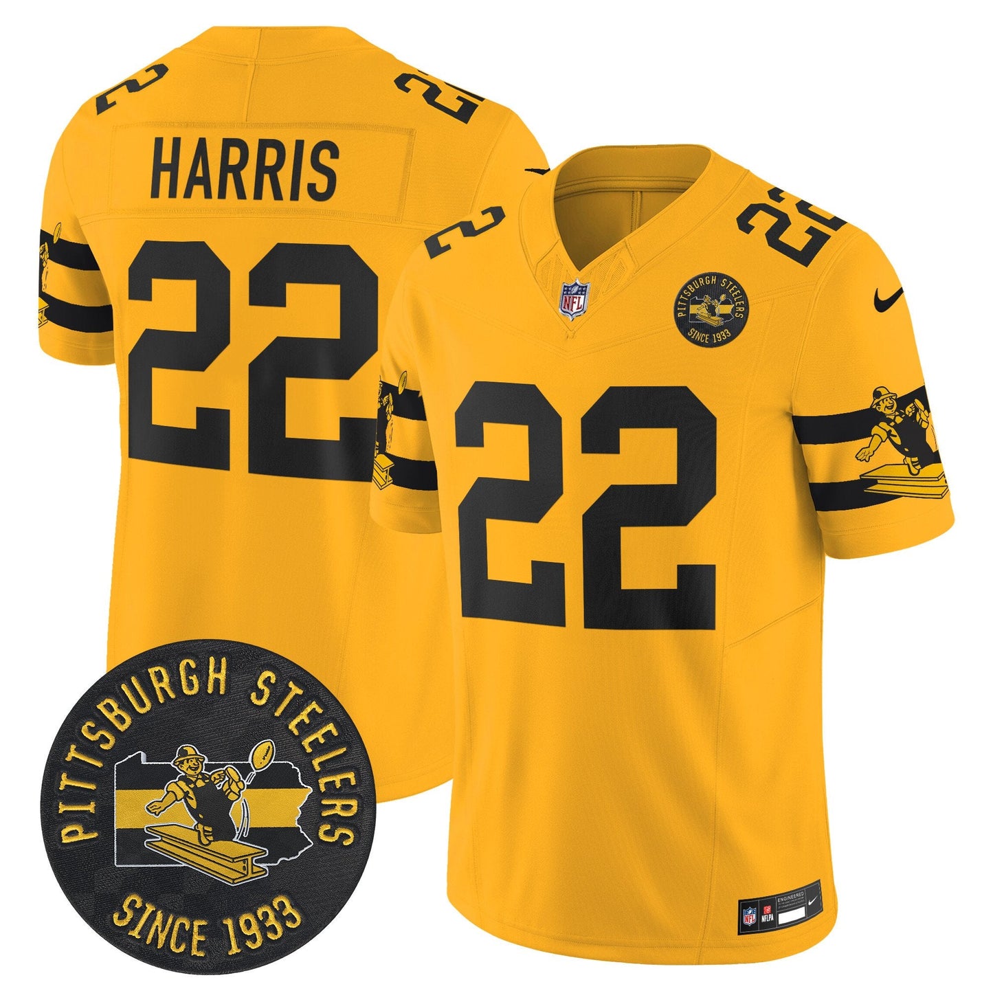 Pittsburgh Steelers Throwback 1933 Patch Vapor Limited Jersey - All Stitched