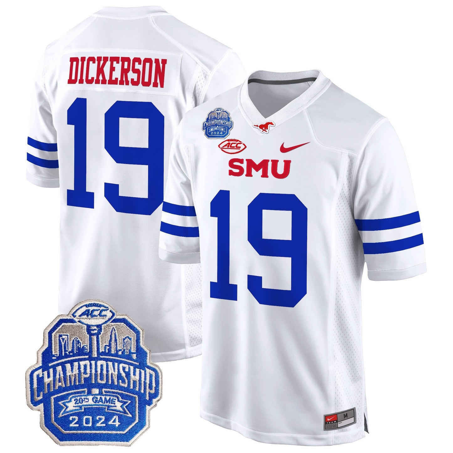 SMU Mustangs 2024 ACC Championship Patch Game Jersey - All Stitched