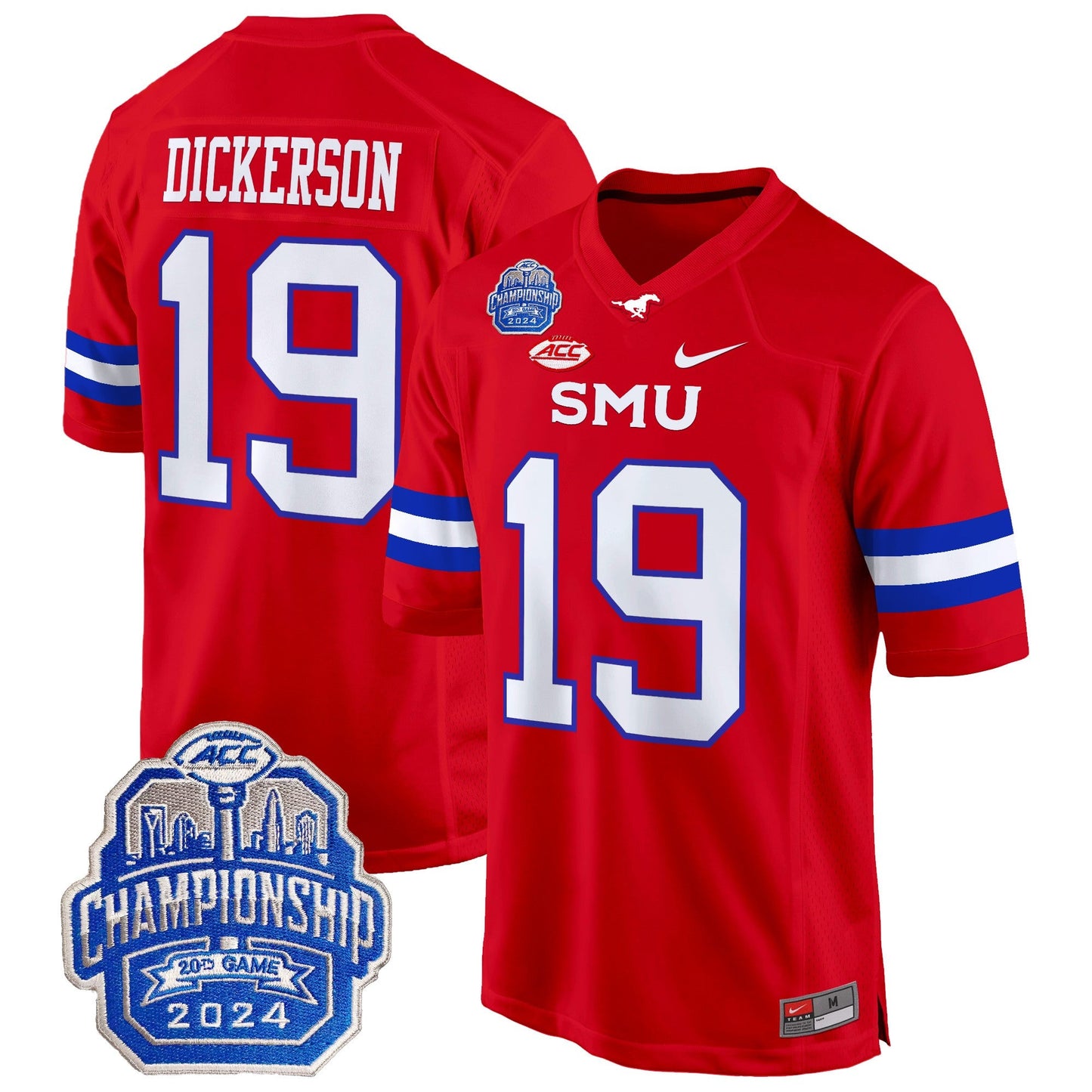 SMU Mustangs 2024 ACC Championship Patch Game Jersey - All Stitched
