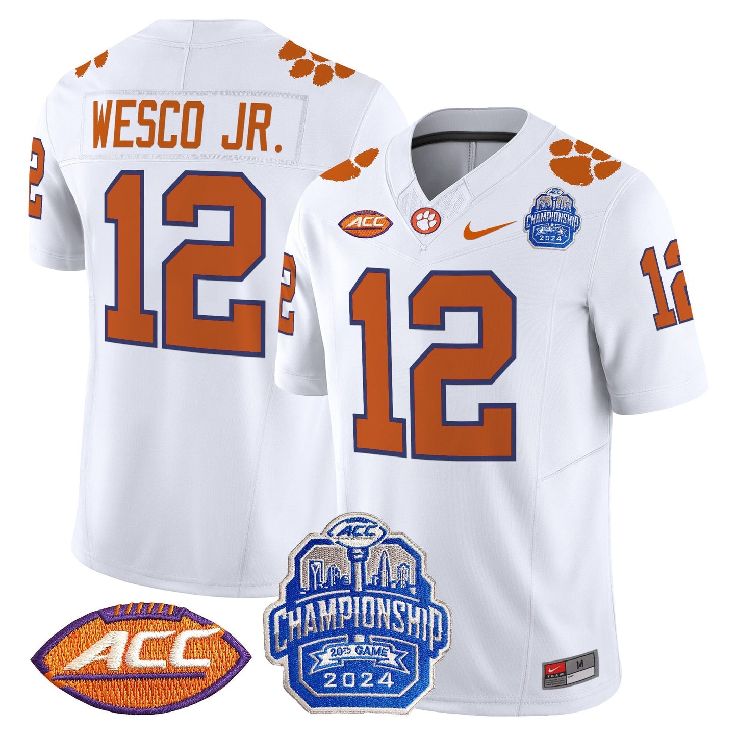 Clemson Tigers 2024 ACC Championship Patch Vapor Limited Jersey - All Stitched