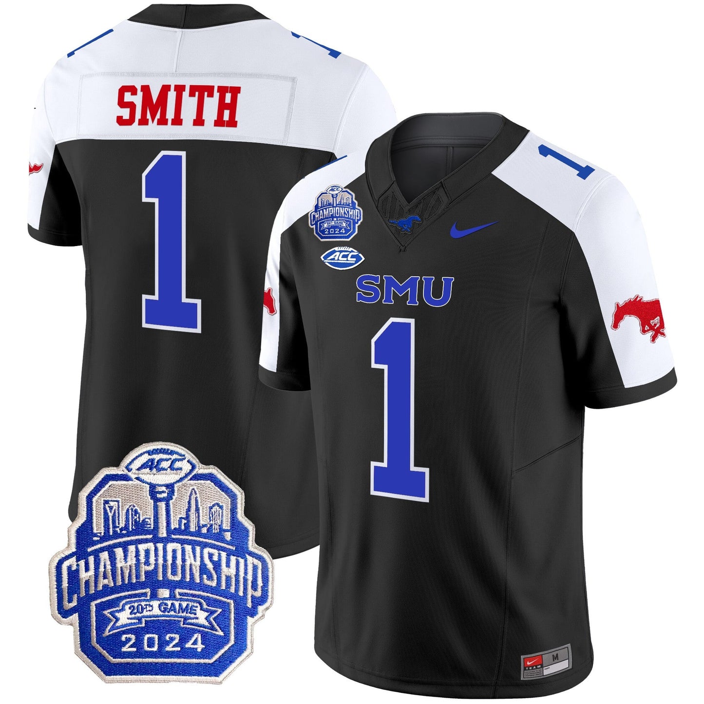 SMU Mustangs 2024 ACC Championship Patch Vapor Limited Jersey - All Stitched