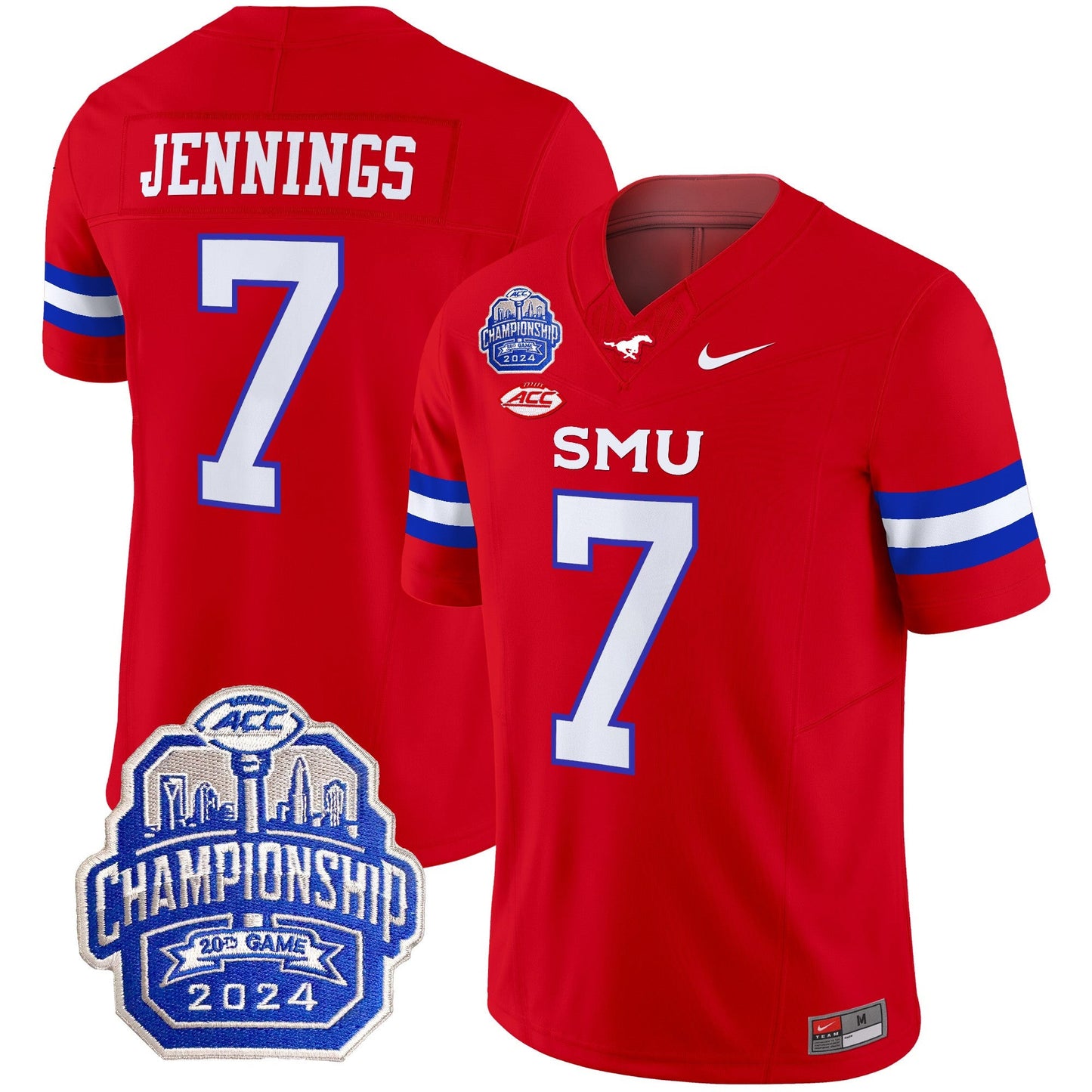 SMU Mustangs 2024 ACC Championship Patch Vapor Limited Jersey - All Stitched