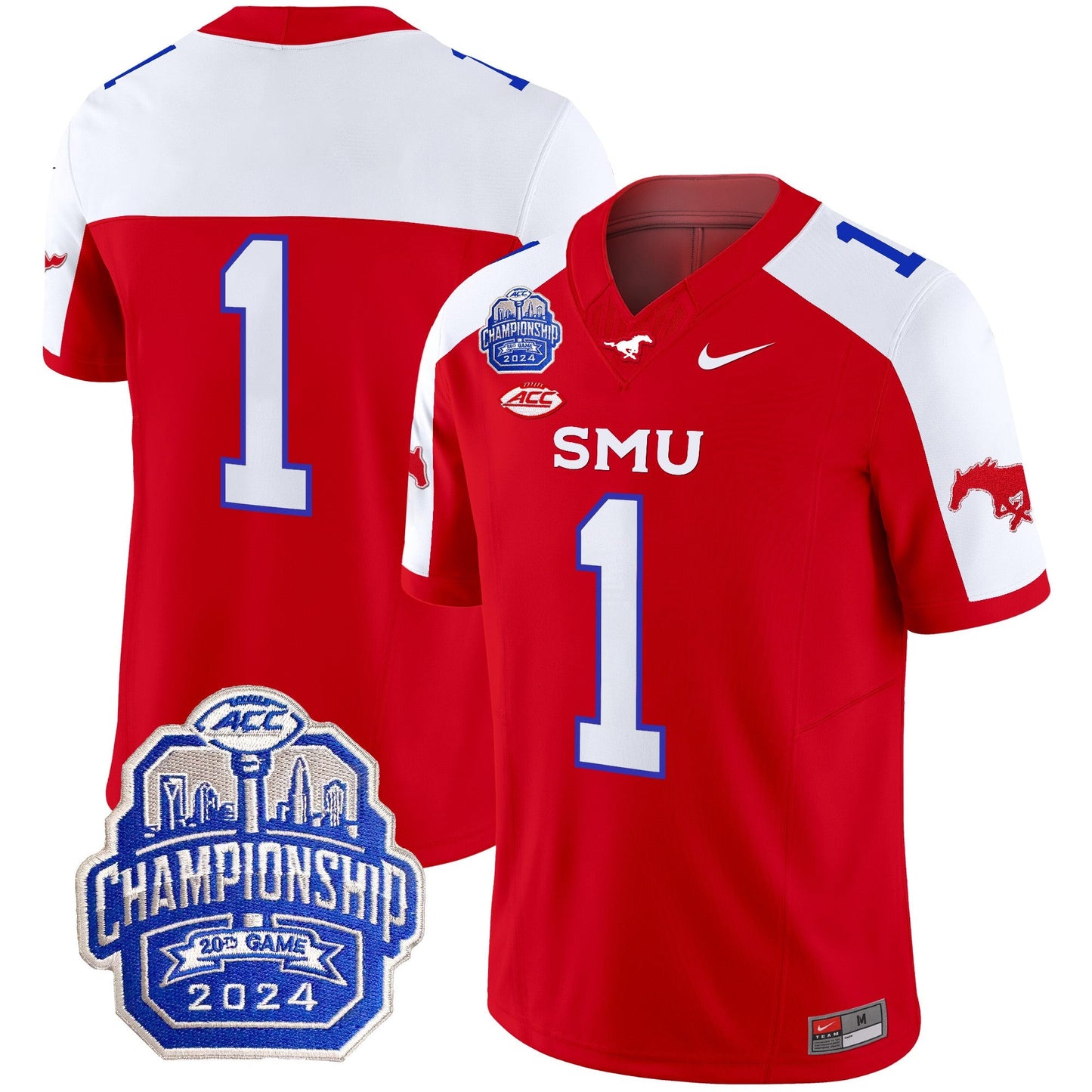 SMU Mustangs 2024 ACC Championship Patch Vapor Limited Jersey - All Stitched