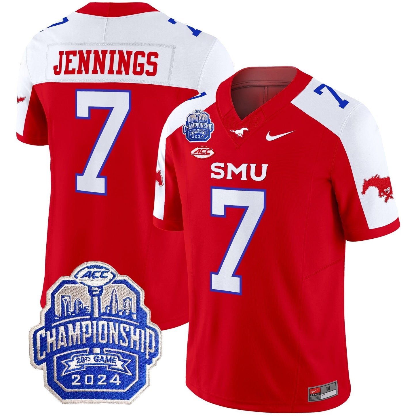 SMU Mustangs 2024 ACC Championship Patch Vapor Limited Jersey - All Stitched