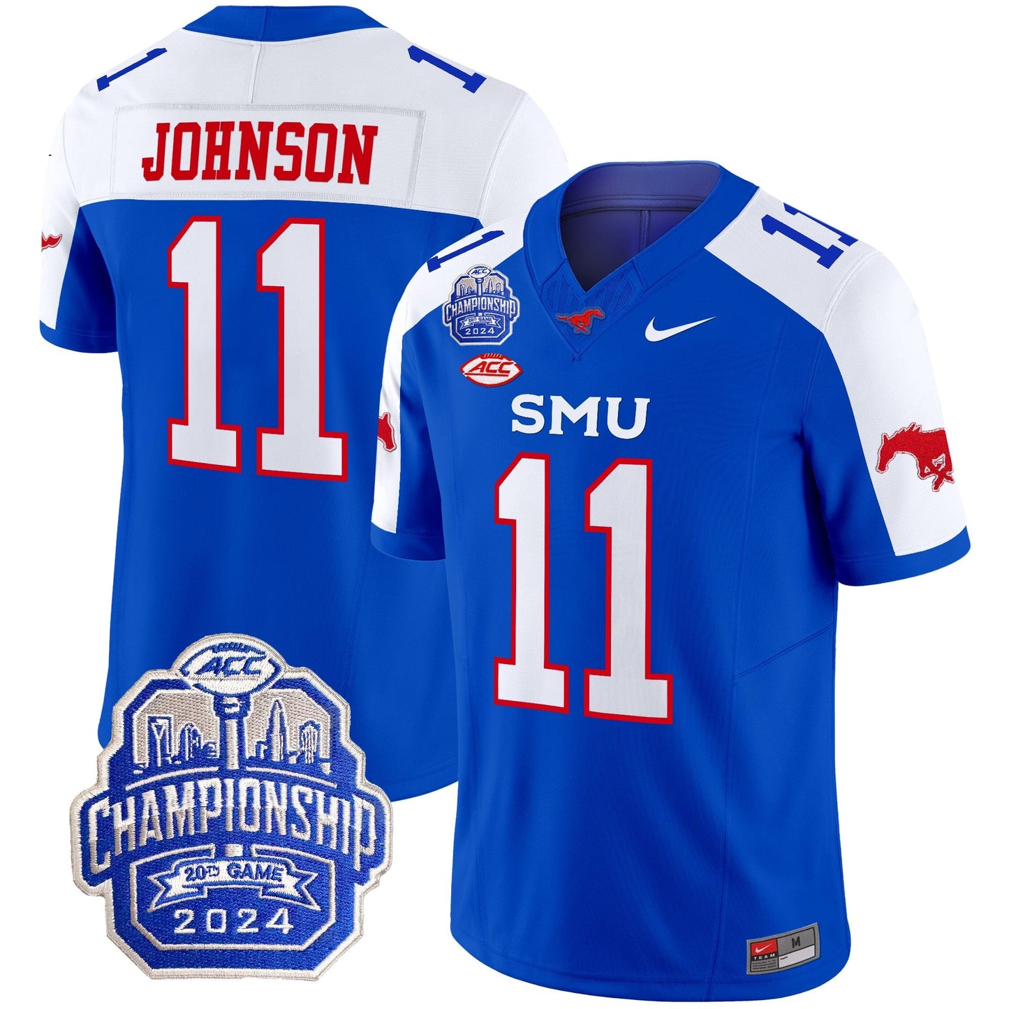SMU Mustangs 2024 ACC Championship Patch Vapor Limited Jersey - All Stitched