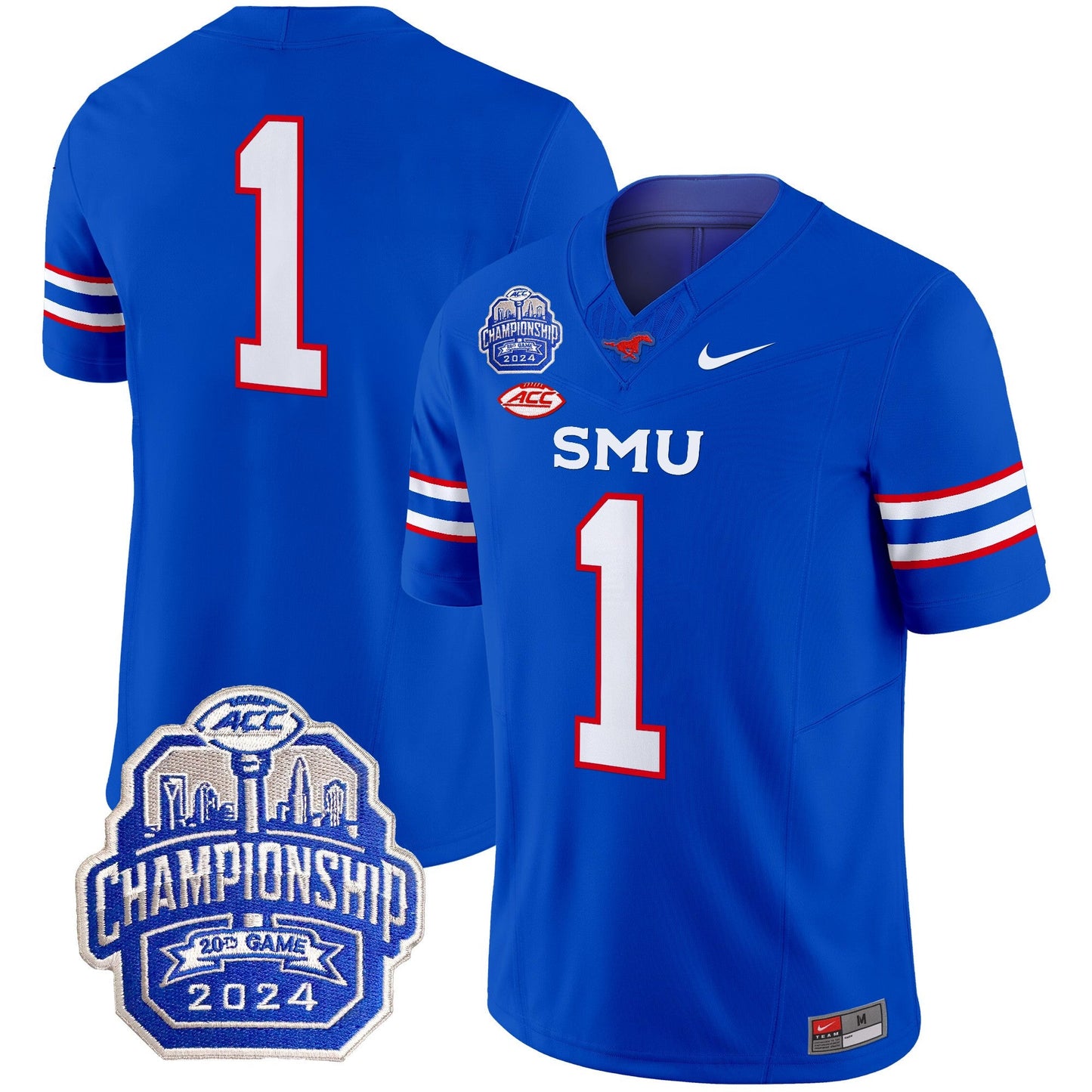SMU Mustangs 2024 ACC Championship Patch Vapor Limited Jersey - All Stitched