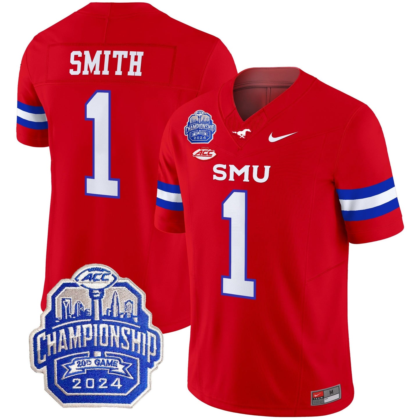 SMU Mustangs 2024 ACC Championship Patch Vapor Limited Jersey - All Stitched