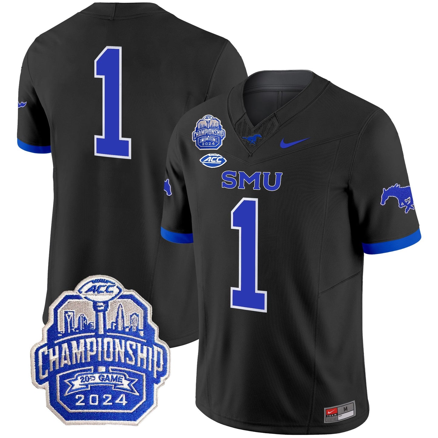 SMU Mustangs 2024 ACC Championship Patch Vapor Limited Jersey - All Stitched