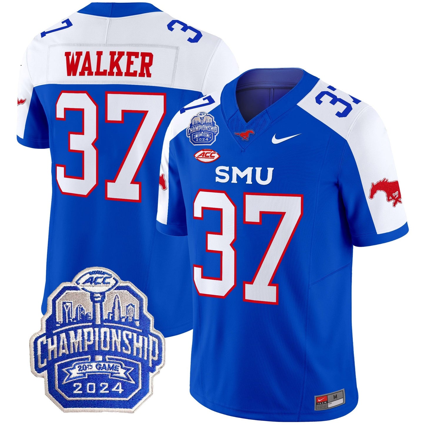 SMU Mustangs 2024 ACC Championship Patch Vapor Limited Jersey - All Stitched