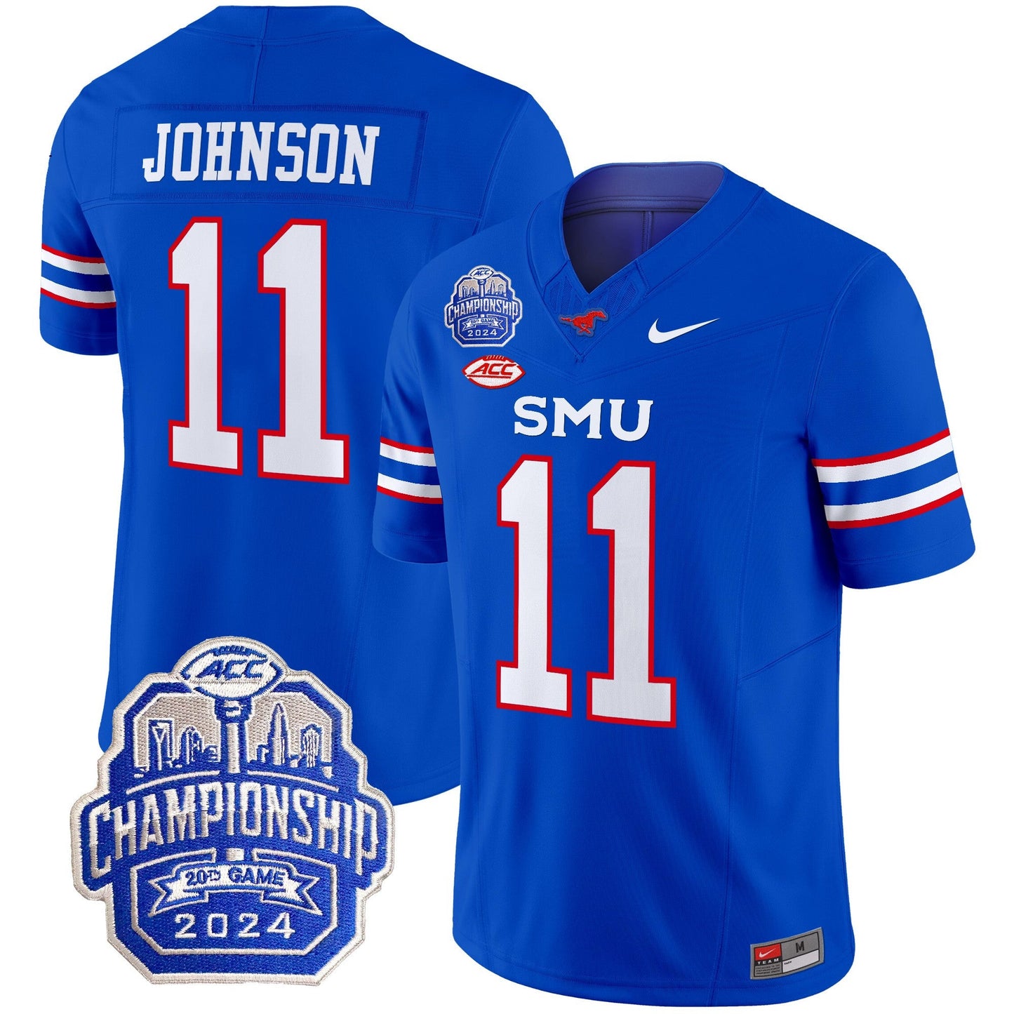 SMU Mustangs 2024 ACC Championship Patch Vapor Limited Jersey - All Stitched