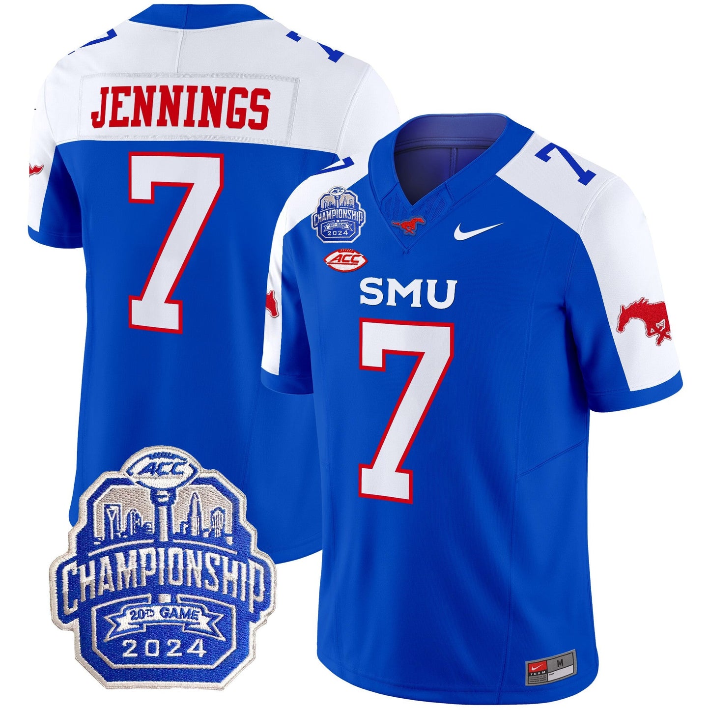 SMU Mustangs 2024 ACC Championship Patch Vapor Limited Jersey - All Stitched