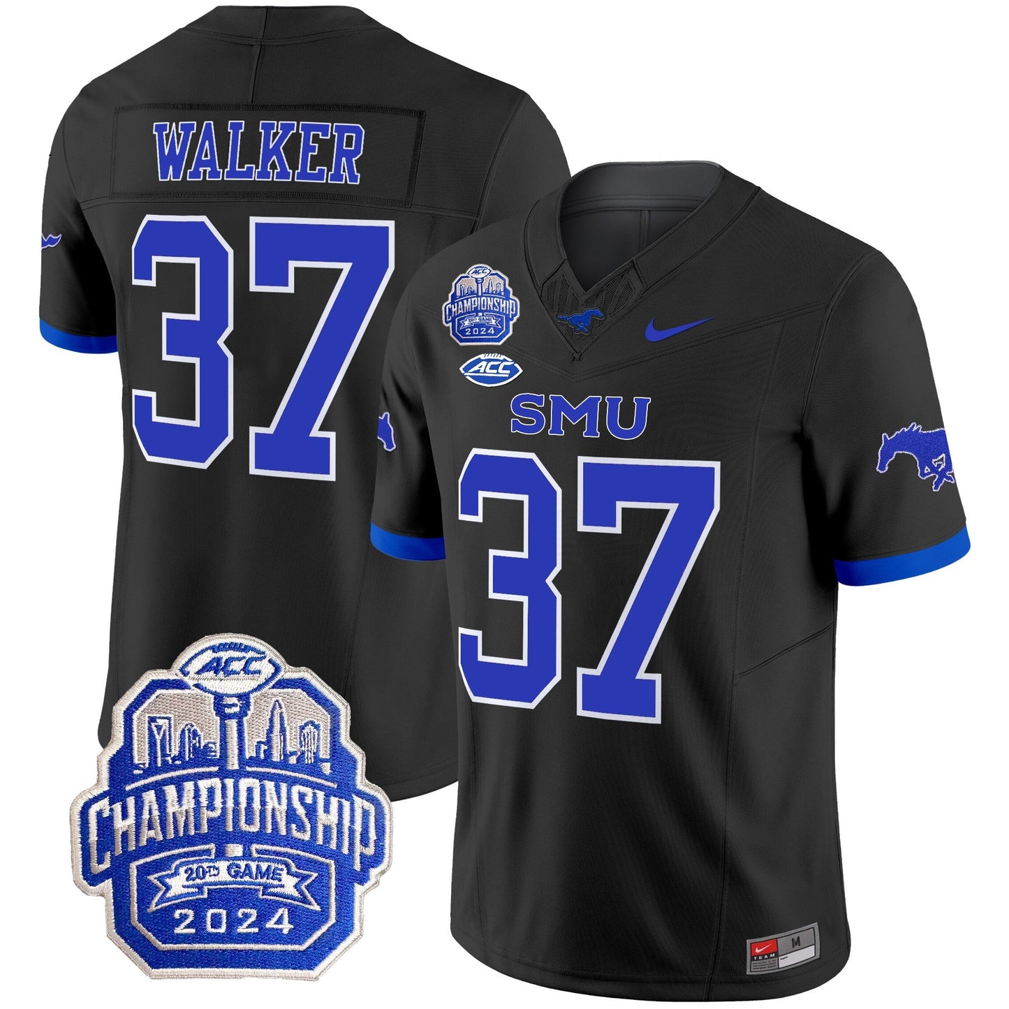 SMU Mustangs 2024 ACC Championship Patch Vapor Limited Jersey - All Stitched