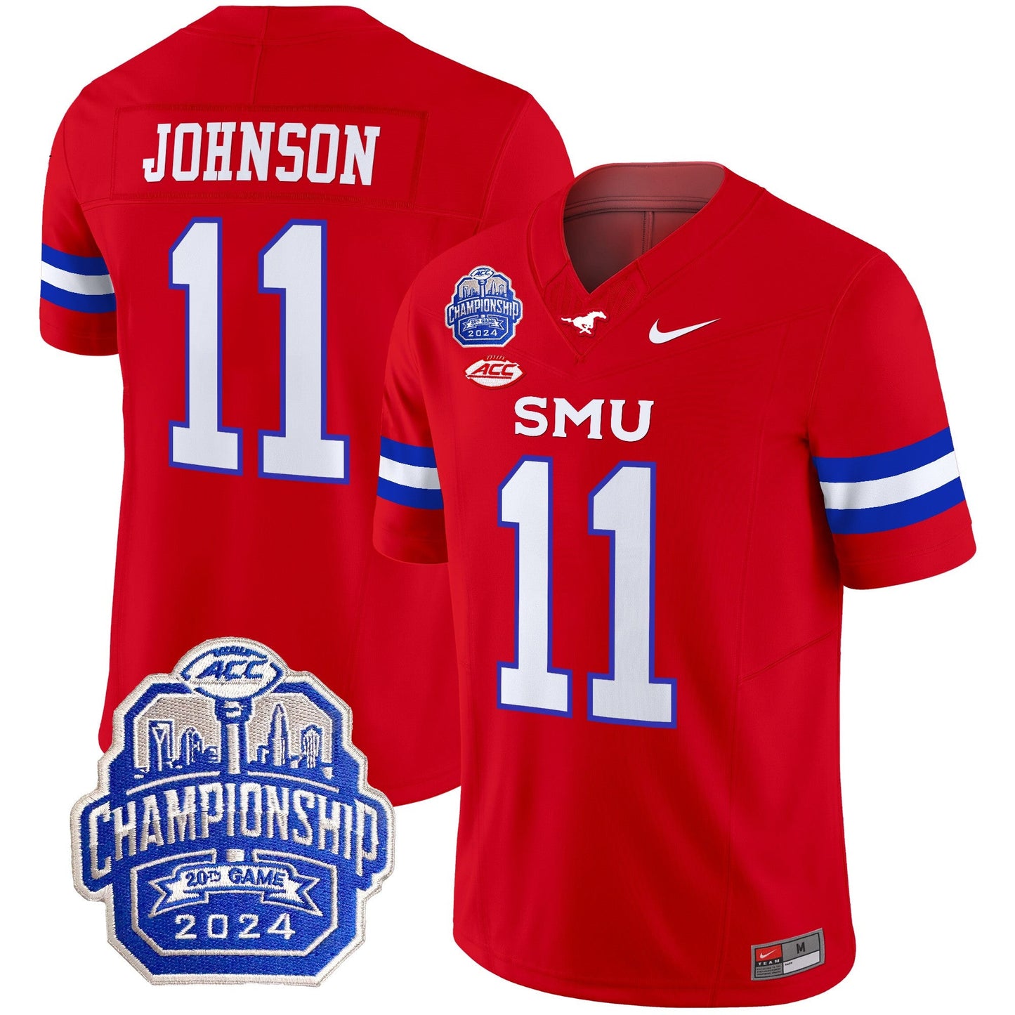 SMU Mustangs 2024 ACC Championship Patch Vapor Limited Jersey - All Stitched