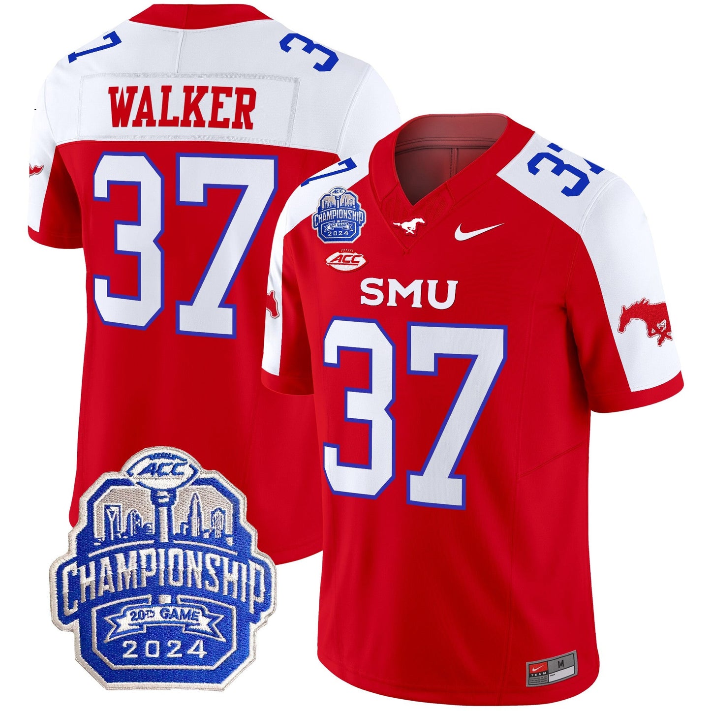 SMU Mustangs 2024 ACC Championship Patch Vapor Limited Jersey - All Stitched