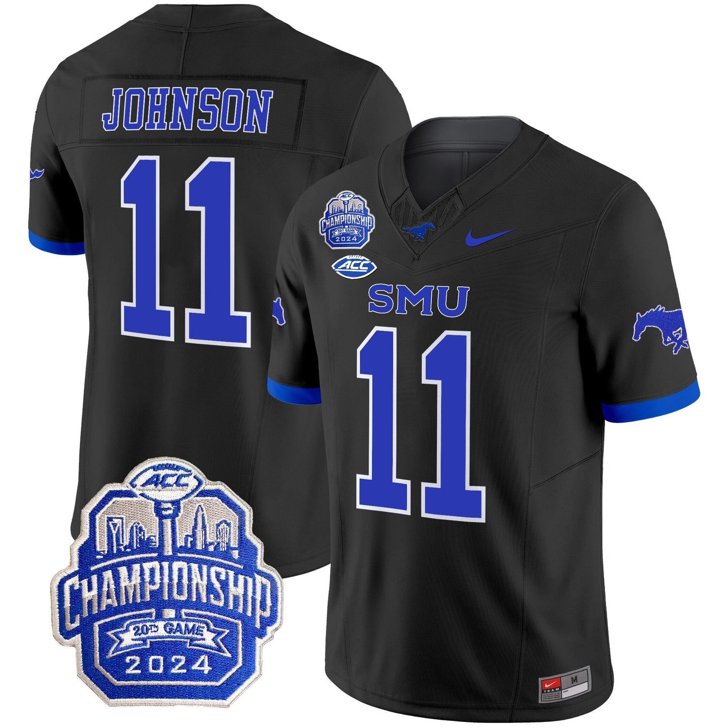 SMU Mustangs 2024 ACC Championship Patch Vapor Limited Jersey - All Stitched