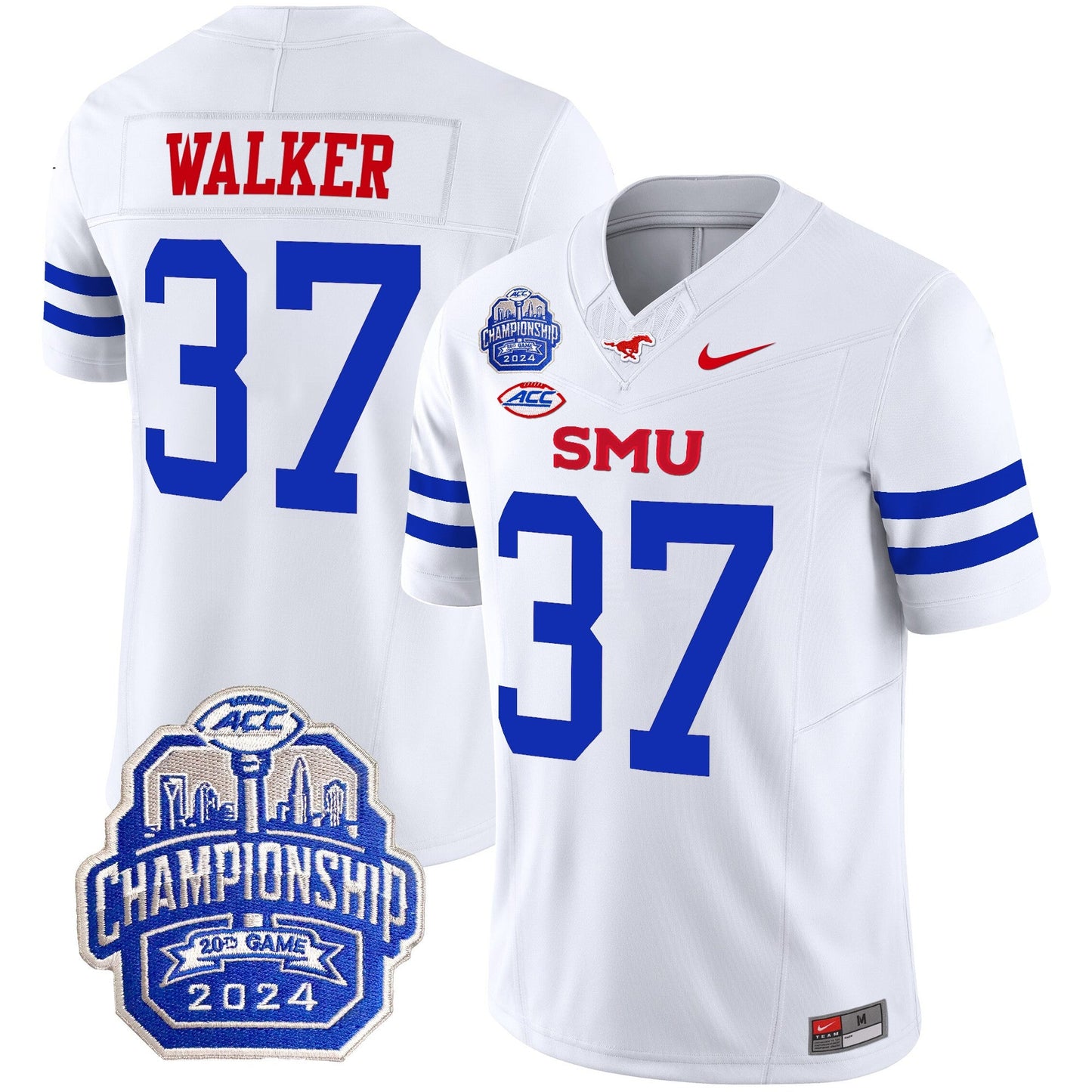 SMU Mustangs 2024 ACC Championship Patch Vapor Limited Jersey - All Stitched