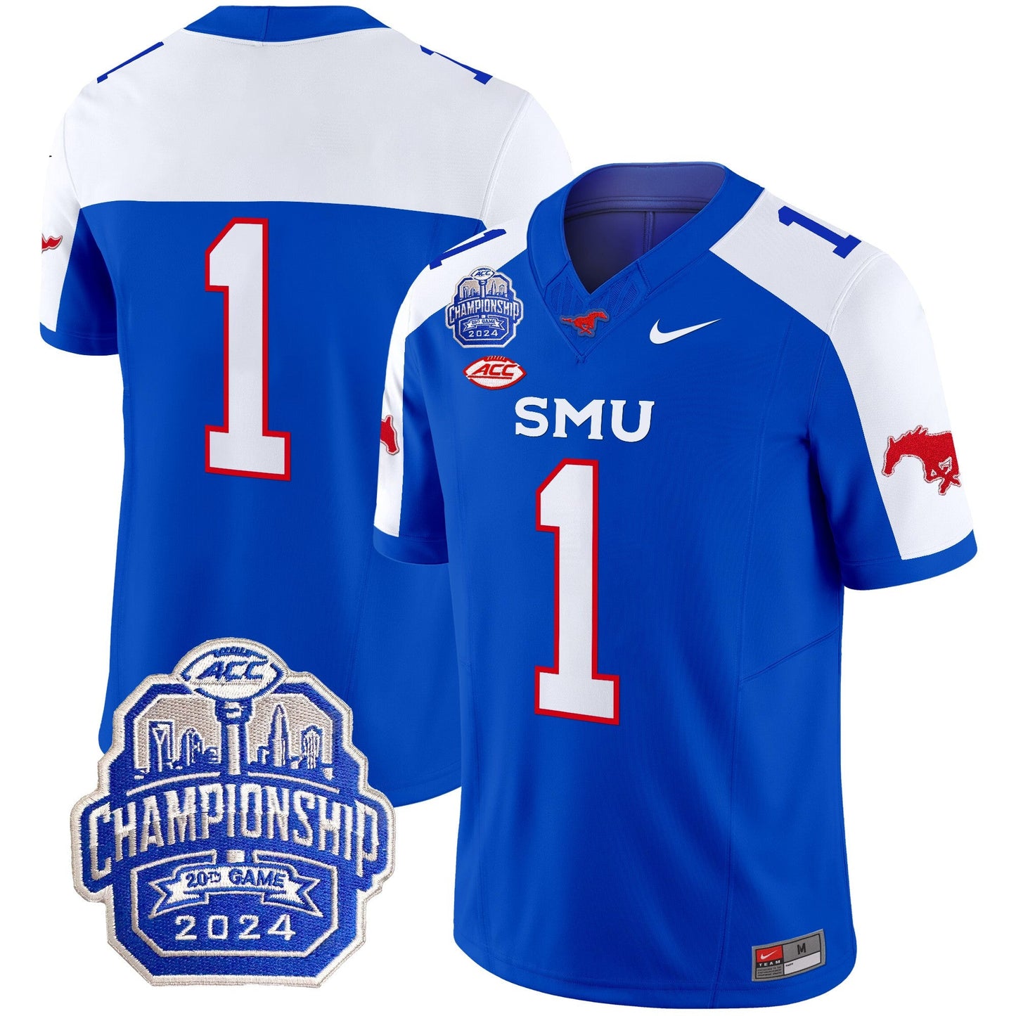 SMU Mustangs 2024 ACC Championship Patch Vapor Limited Jersey - All Stitched