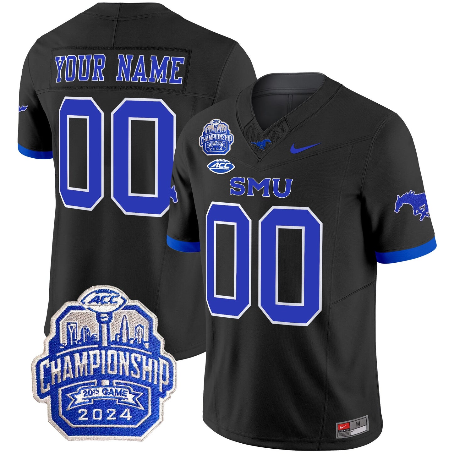 SMU Mustangs 2024 ACC Championship Patch Vapor Limited Custom Jersey - All Stitched