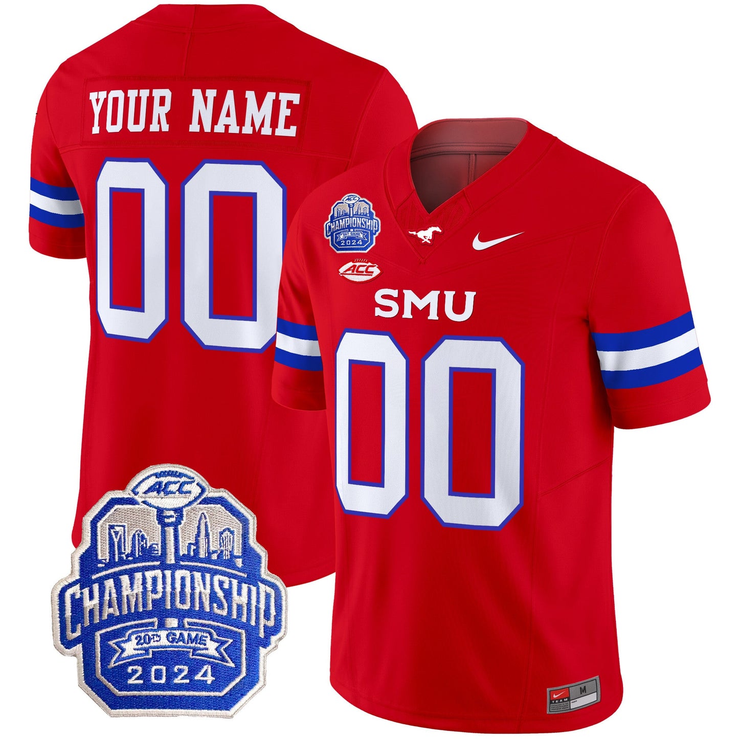 SMU Mustangs 2024 ACC Championship Patch Vapor Limited Custom Jersey - All Stitched