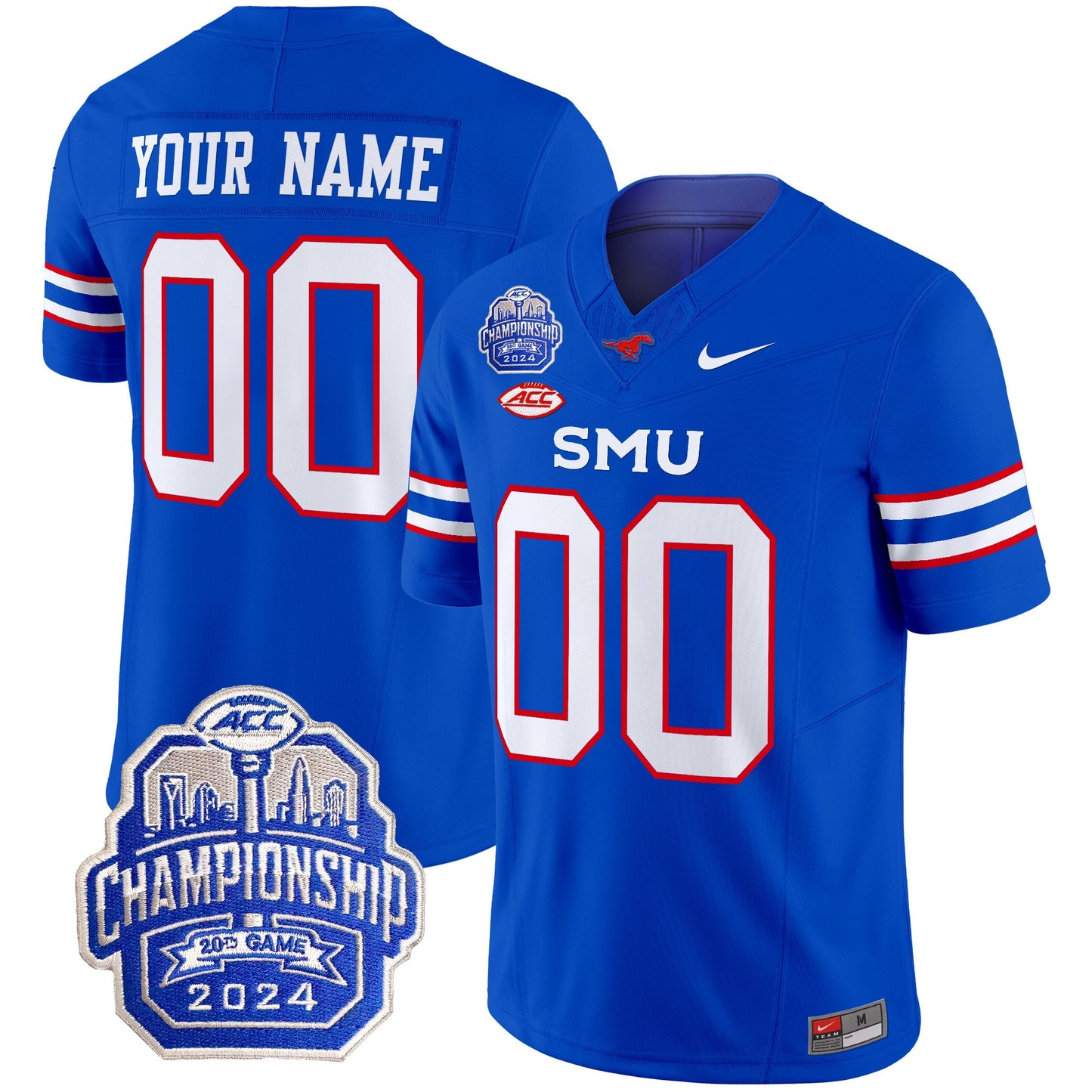 SMU Mustangs 2024 ACC Championship Patch Vapor Limited Custom Jersey - All Stitched