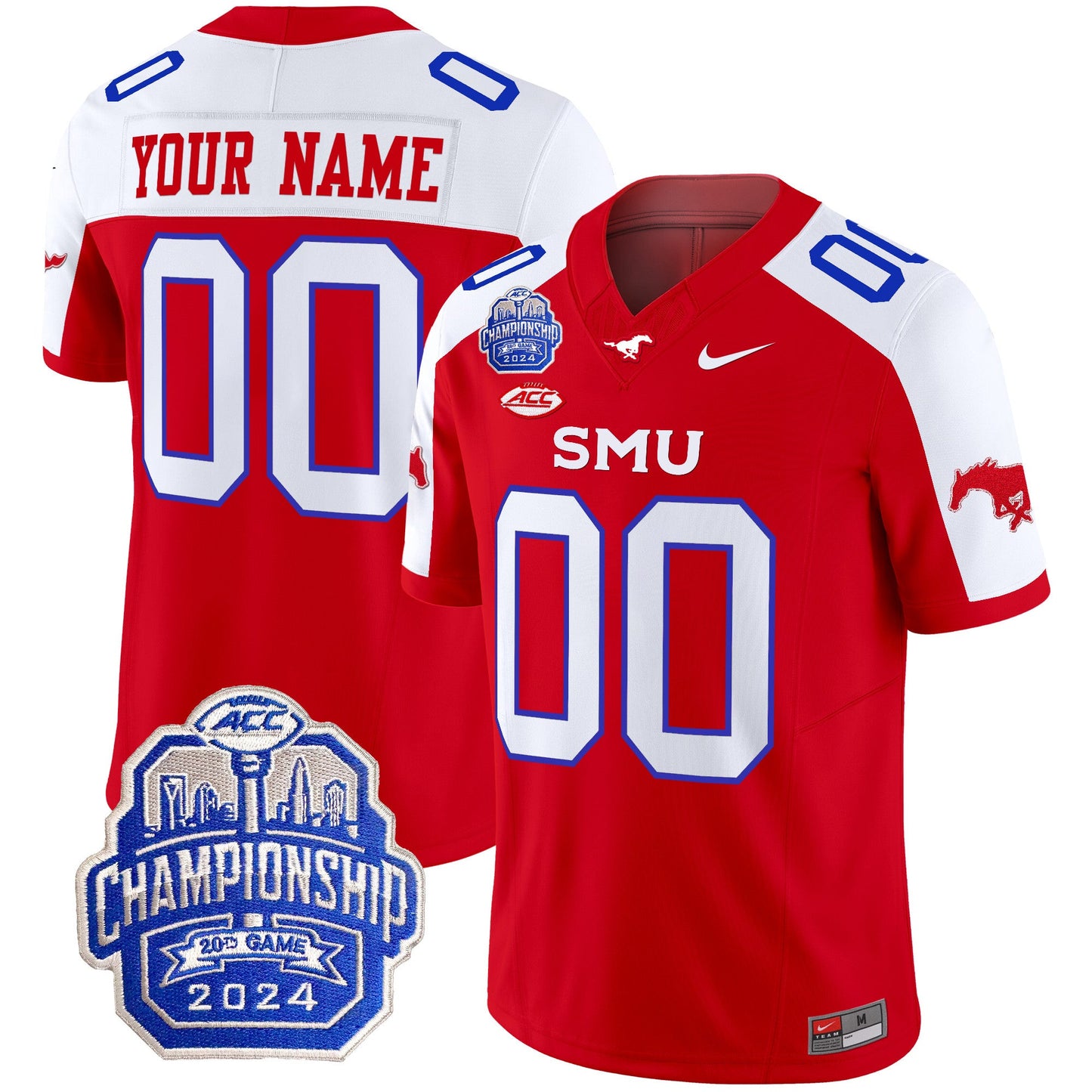 SMU Mustangs 2024 ACC Championship Patch Vapor Limited Custom Jersey - All Stitched