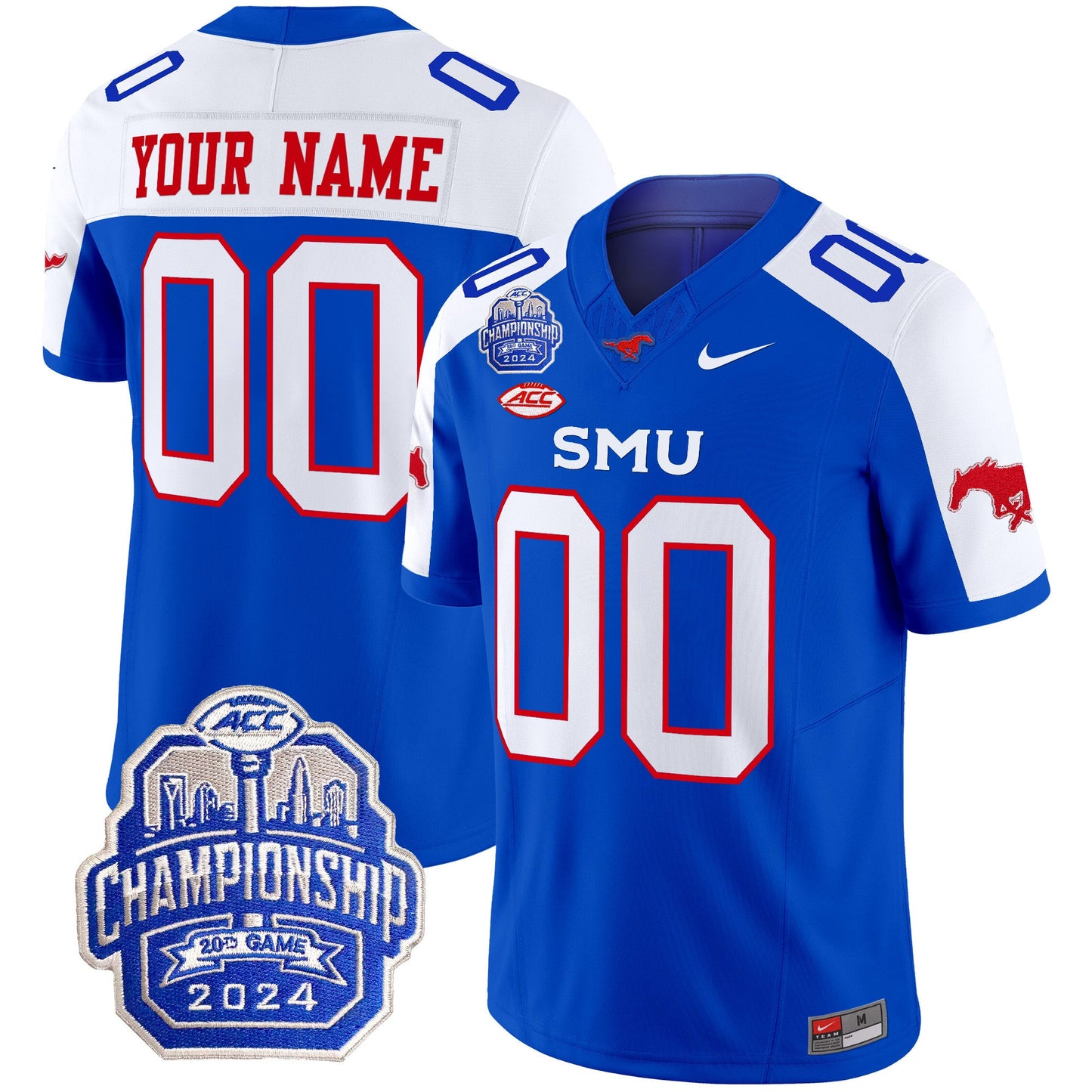 SMU Mustangs 2024 ACC Championship Patch Vapor Limited Custom Jersey - All Stitched