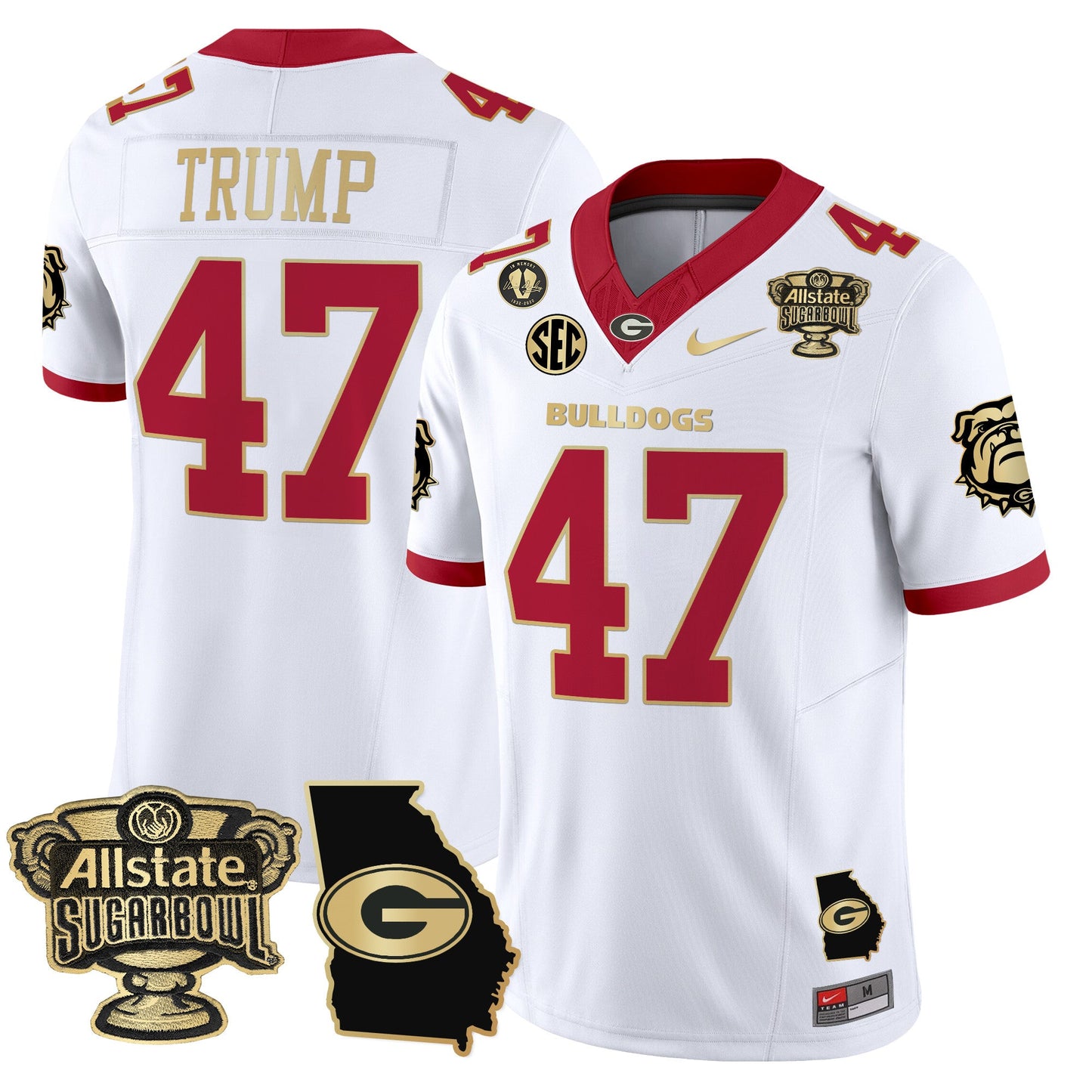 Georgia Bulldogs 2025 Sugar Bowl & Georgia Map Patch Vapor Limited Jersey - All Stitched