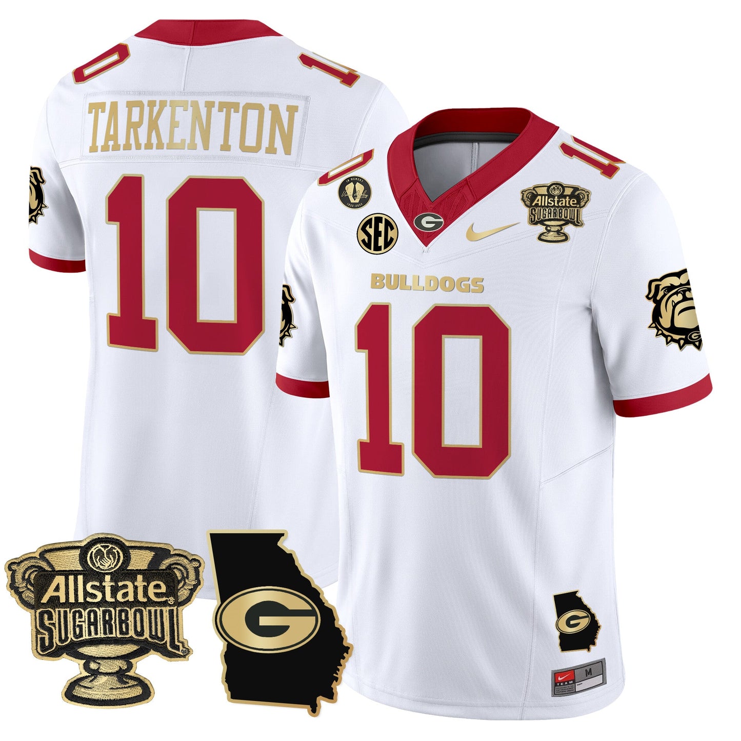 Georgia Bulldogs 2025 Sugar Bowl & Georgia Map Patch Vapor Limited Jersey - All Stitched
