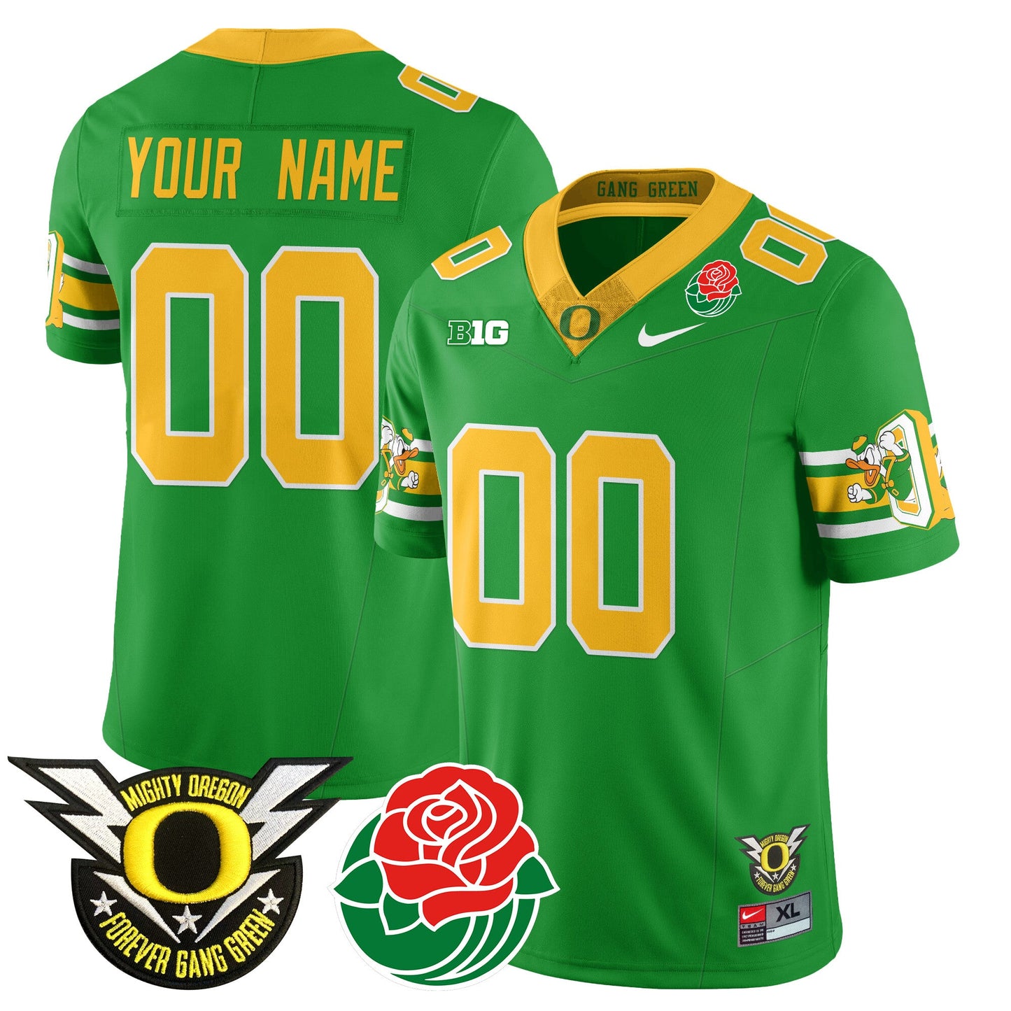 Custom Oregon Ducks 2024 Rose Bowl Jersey - All Stitched