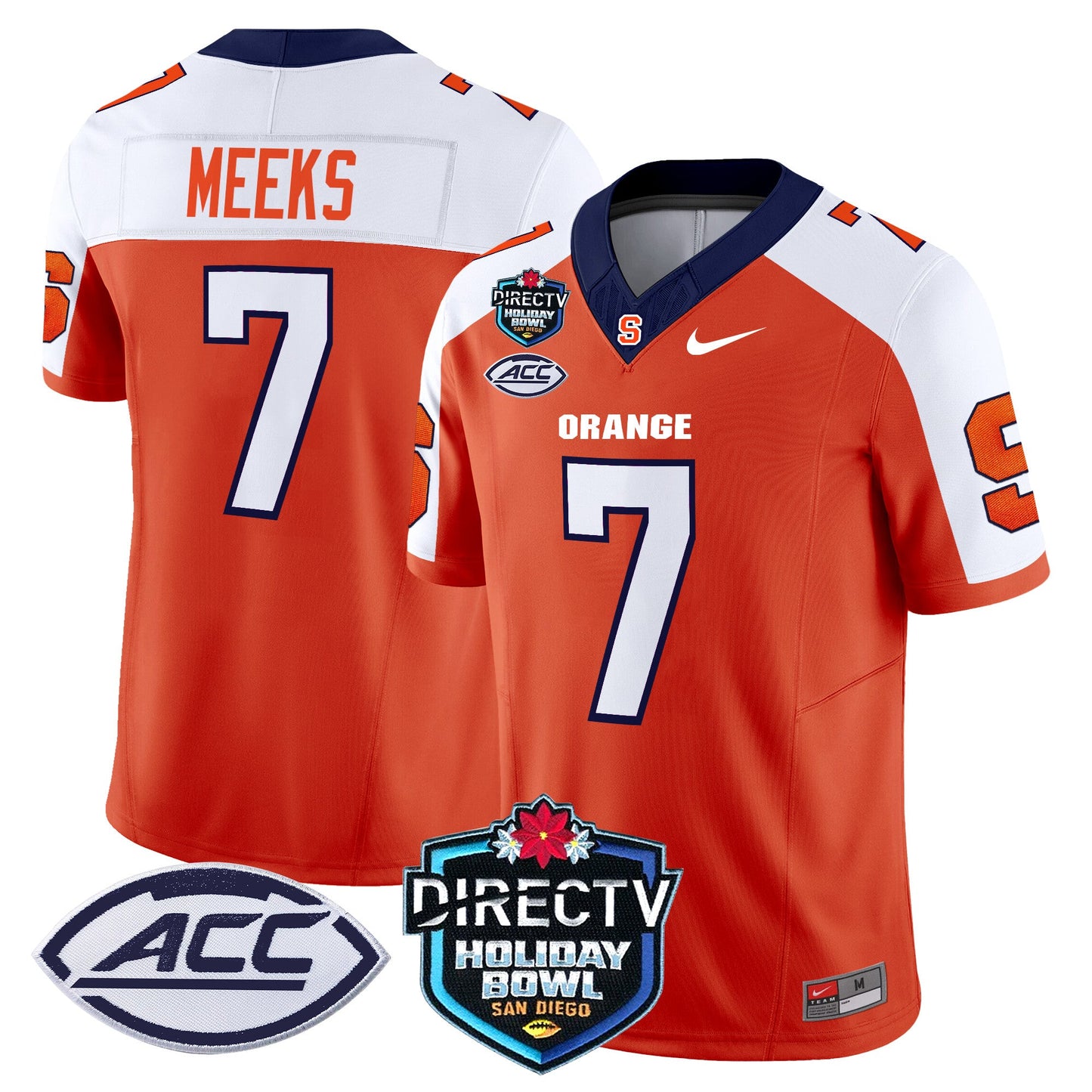 Syracuse Orange 2025 Holiday Bowl Patch Vapor Limited Jersey - All Stitched