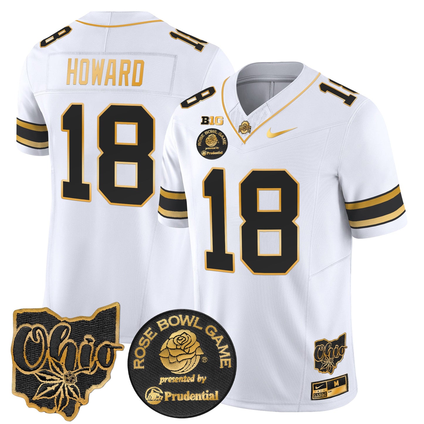 Ohio State Buckeyes Rose Bowl Gold Vapor Limited Jersey - All Stitched