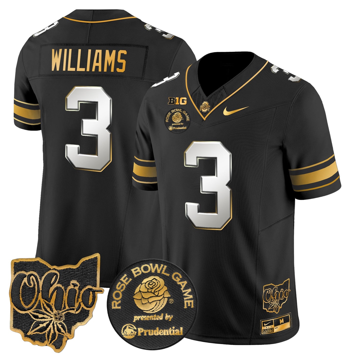 Ohio State Buckeyes Rose Bowl Gold Vapor Limited Jersey - All Stitched