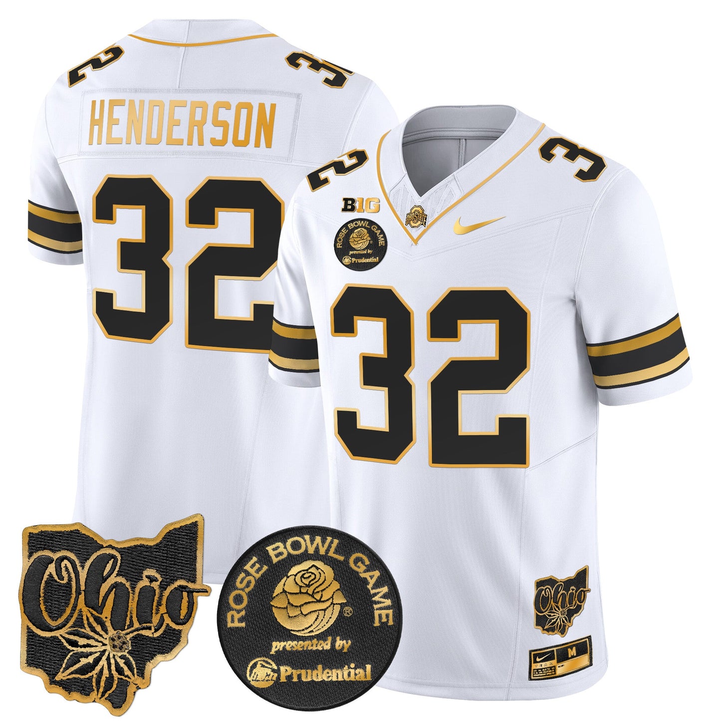 Ohio State Buckeyes Rose Bowl Gold Vapor Limited Jersey - All Stitched