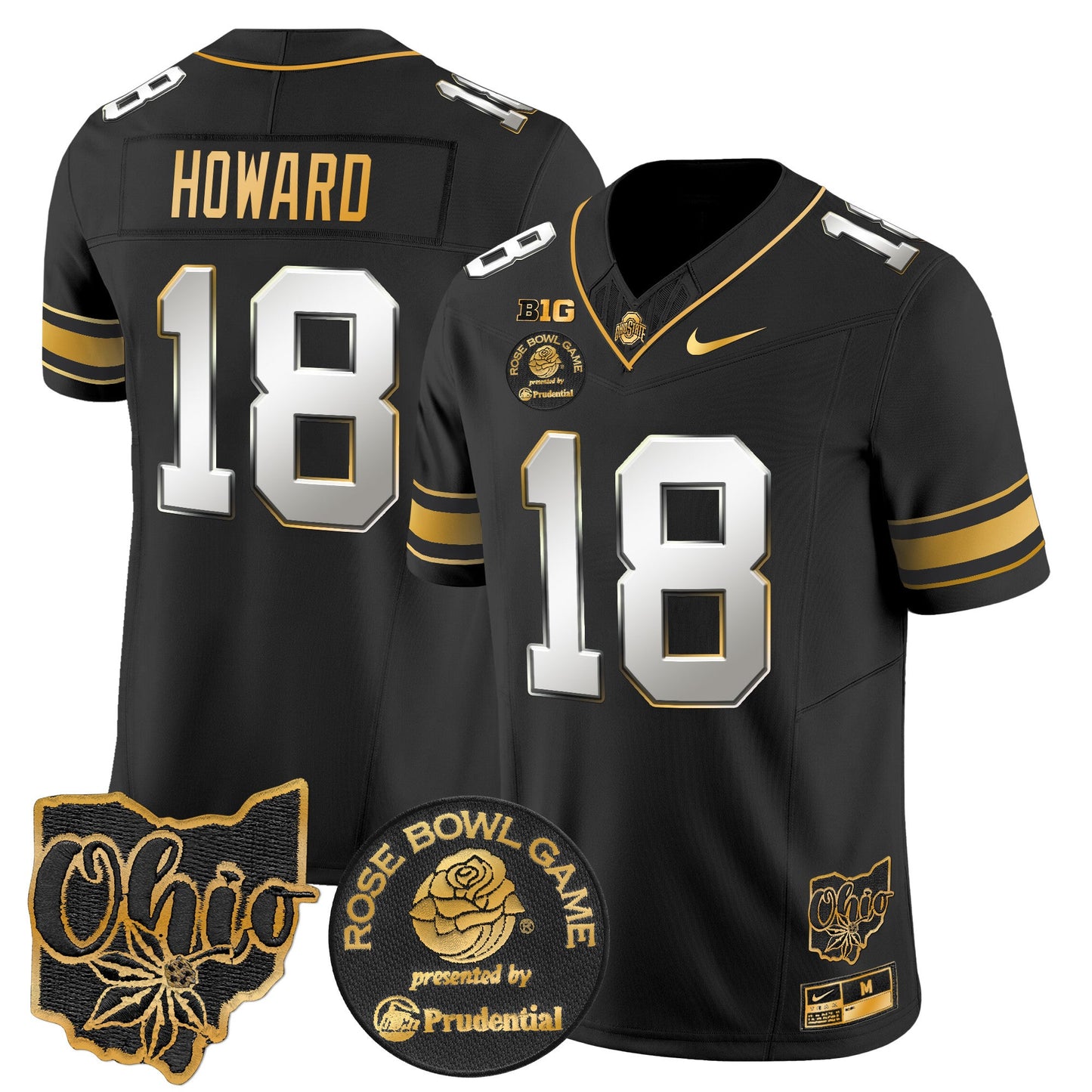 Ohio State Buckeyes Rose Bowl Gold Vapor Limited Jersey - All Stitched