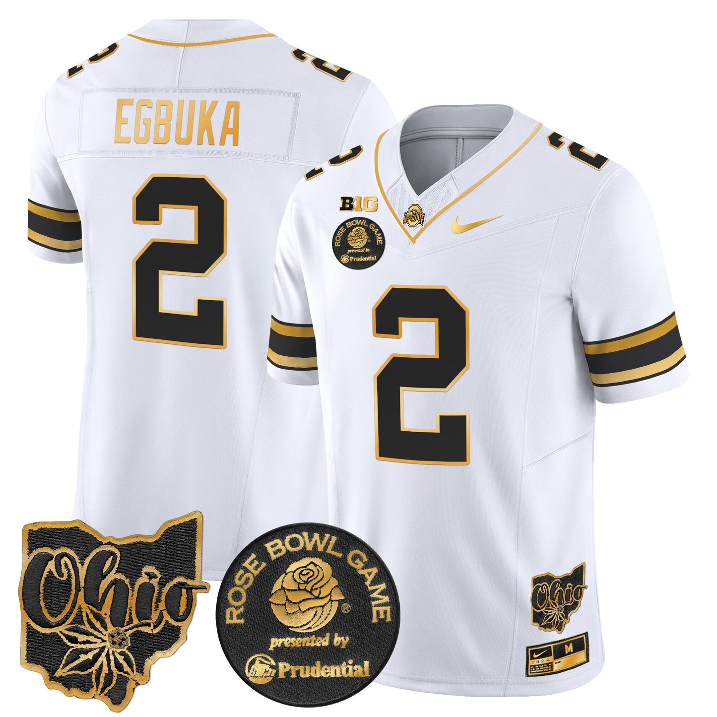 Ohio State Buckeyes Rose Bowl Gold Vapor Limited Jersey - All Stitched