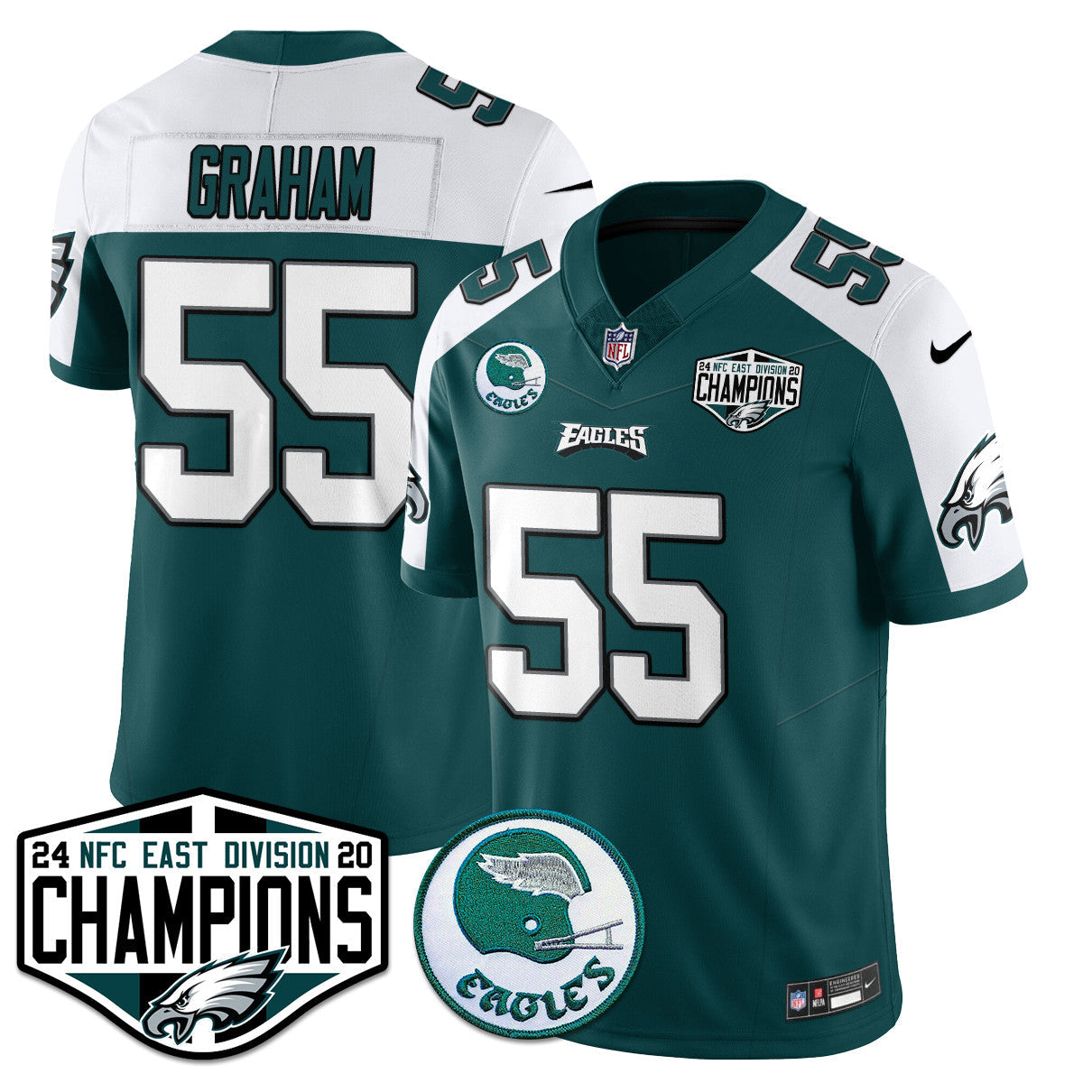 Philadelphia Ealges 2024 NFC East Division Champions Jersey - All Stitched