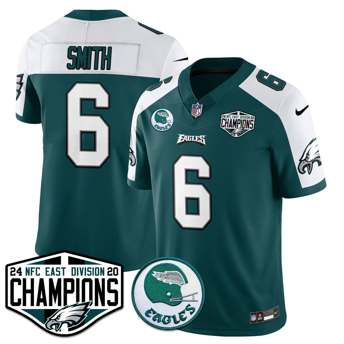 Philadelphia Ealges 2024 NFC East Division Champions Jersey - All Stitched