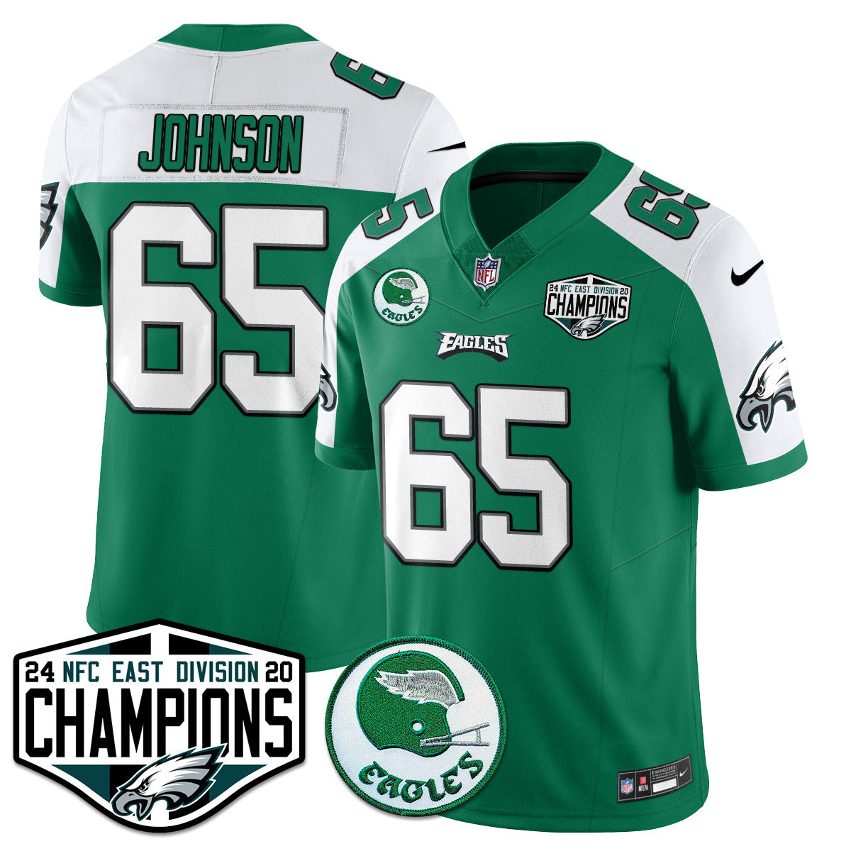 Philadelphia Ealges 2024 NFC East Division Champions Jersey - All Stitched