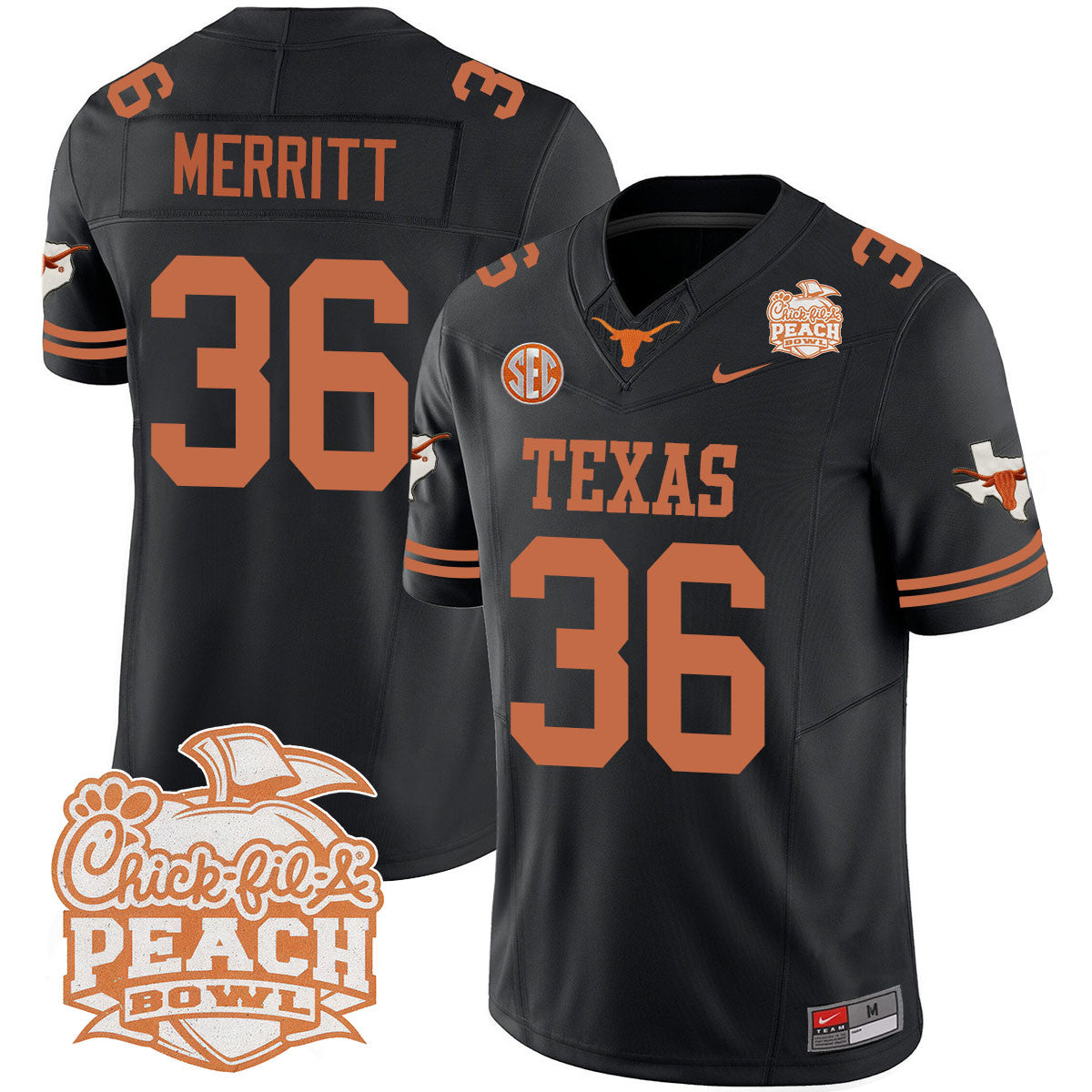 Texas Longhorns 2024 Peach Bowl Jersey - All Stitched