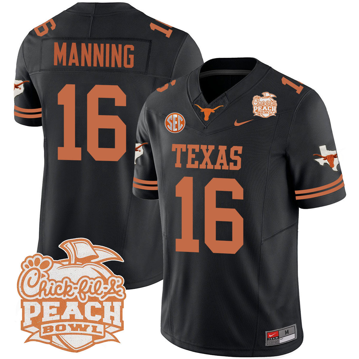 Texas Longhorns 2024 Peach Bowl Jersey - All Stitched