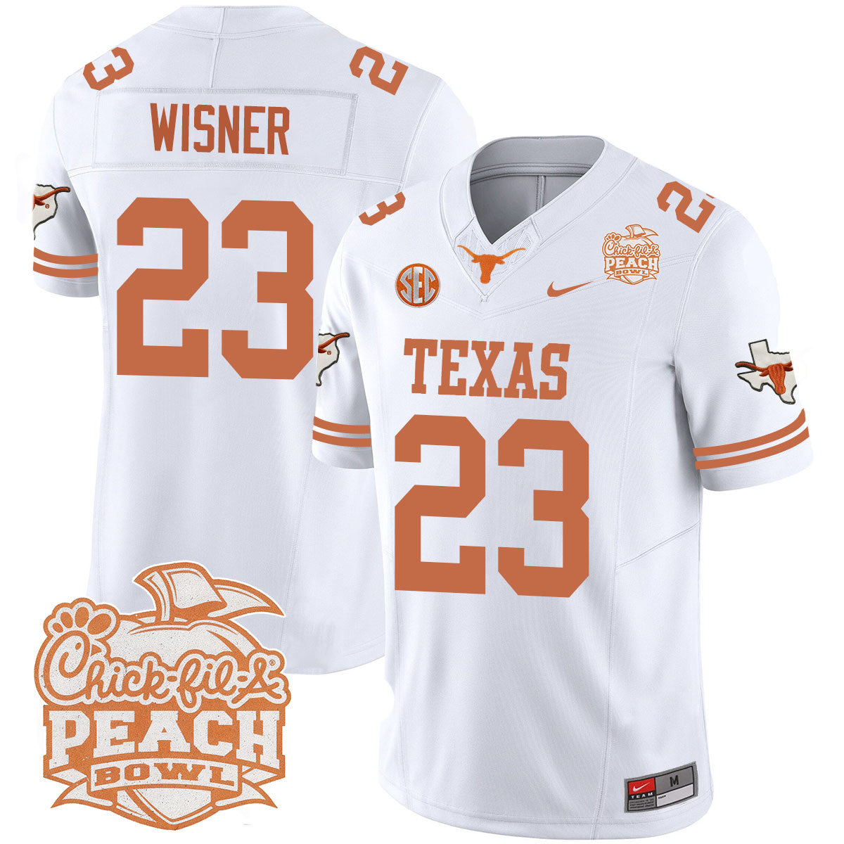 Texas Longhorns 2024 Peach Bowl Jersey - All Stitched