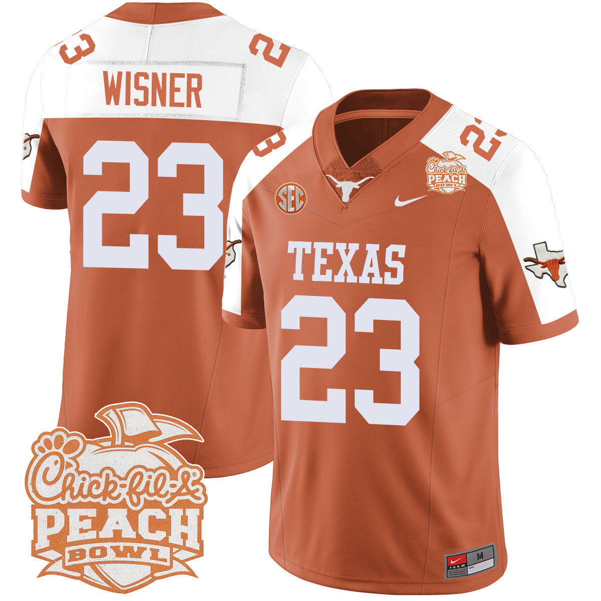 Texas Longhorns 2024 Peach Bowl Jersey - All Stitched