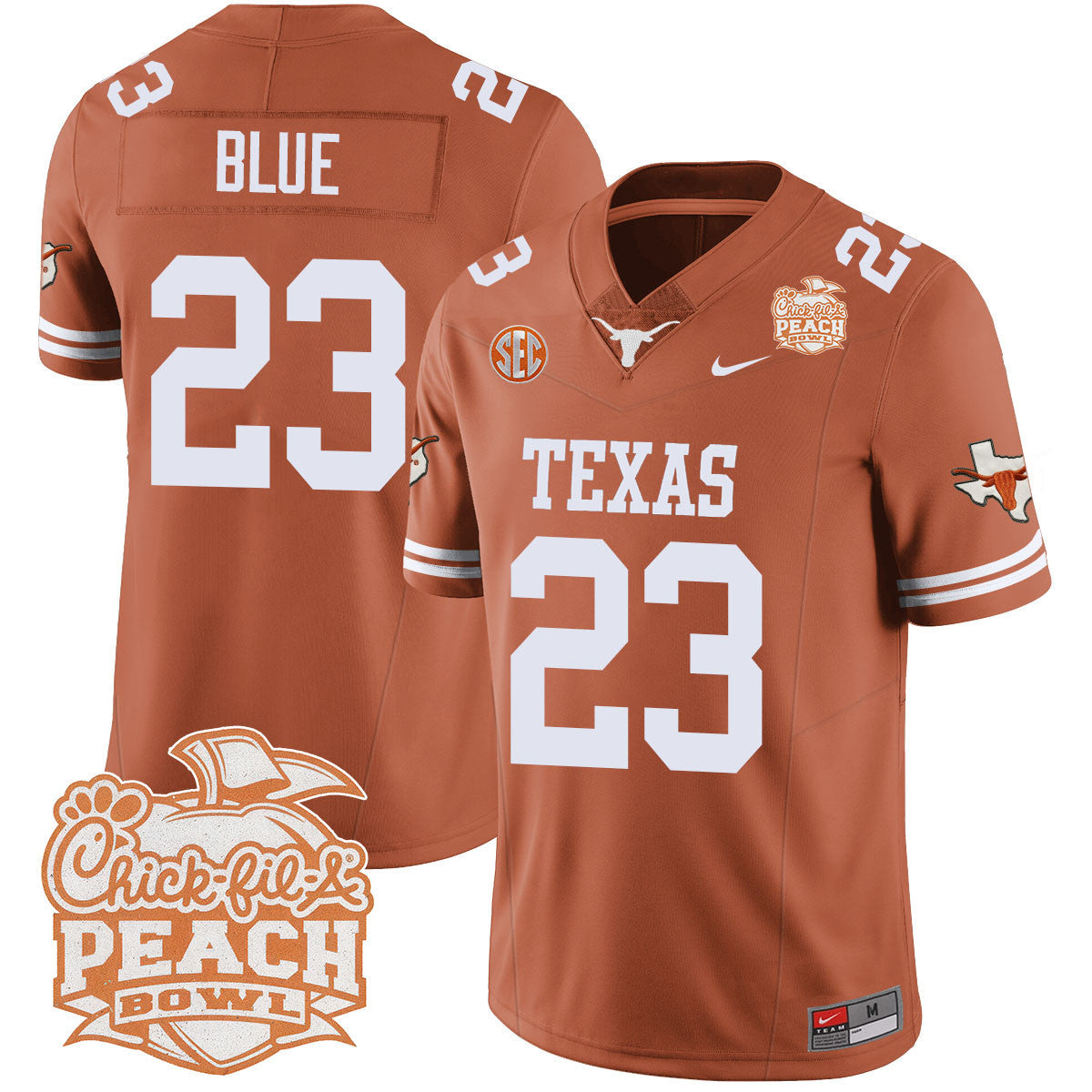 Texas Longhorns 2024 Peach Bowl Jersey - All Stitched