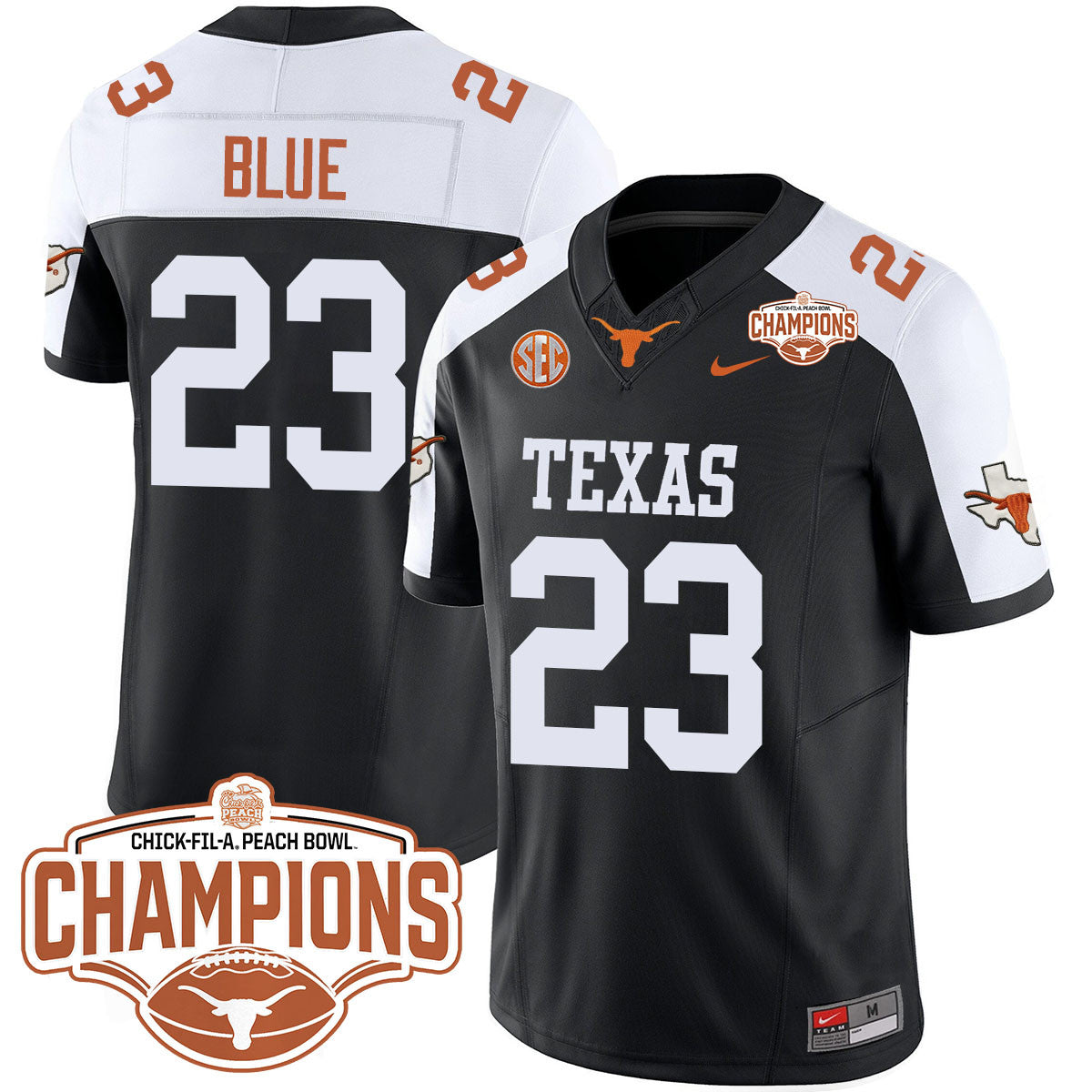 Texas Longhorns 2024 Peach Bowl Champions Jersey - All Stitched