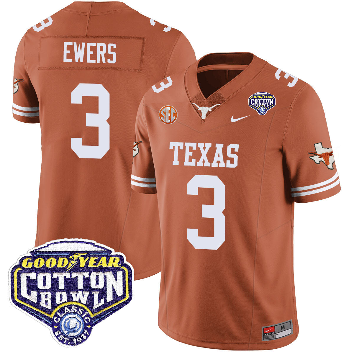 Texas Longhorns 2024 Cotton Bowl Classic Jersey - All Stitched