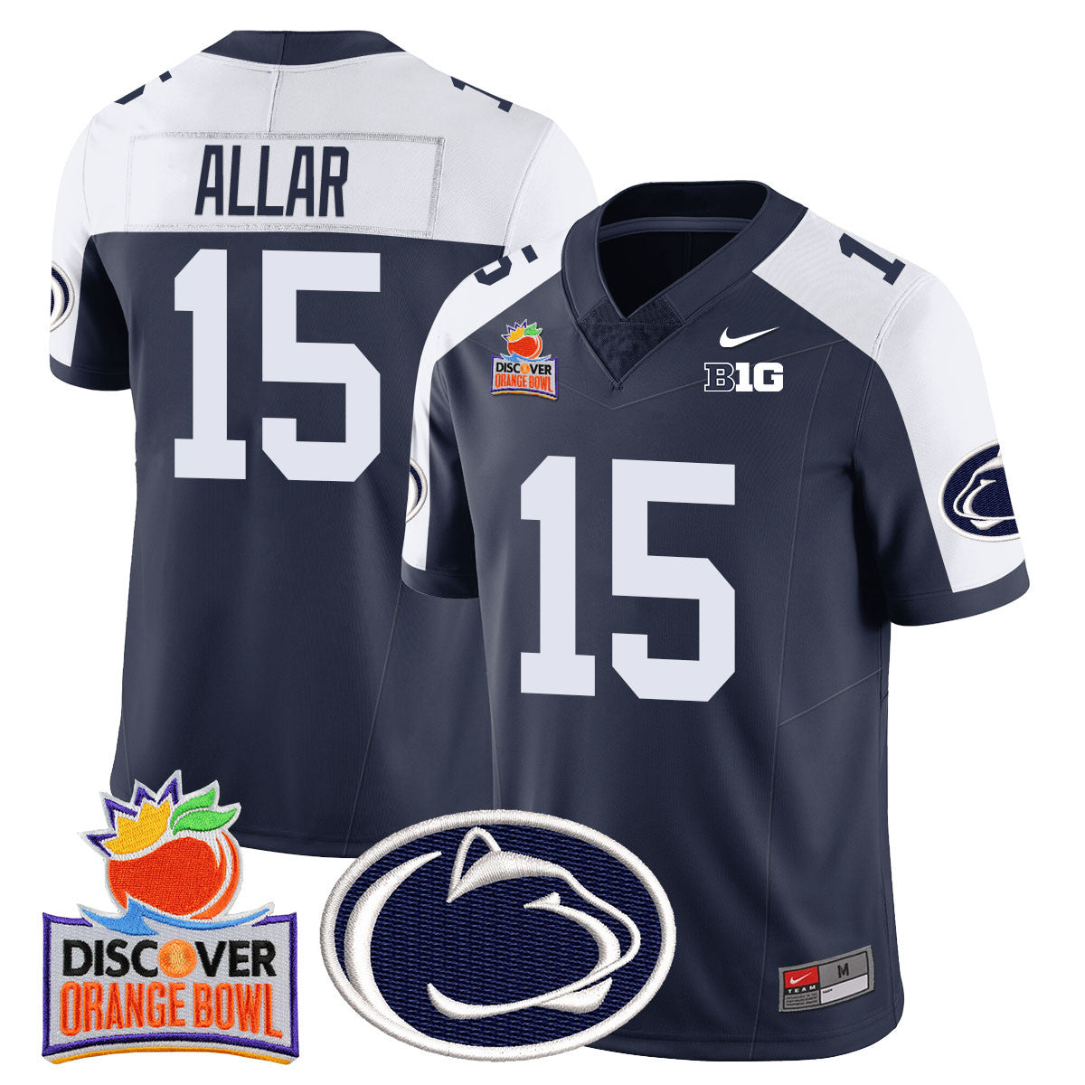 Men's Penn State Nittany Lions 2024 Orange Bowl Jersey N1 - All Stitched