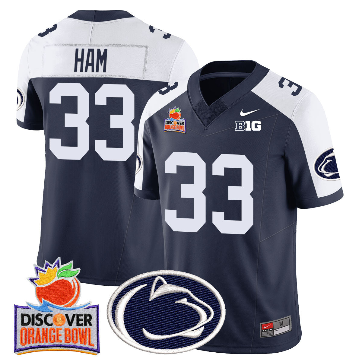 Men's Penn State Nittany Lions 2024 Orange Bowl Jersey N1 - All Stitched