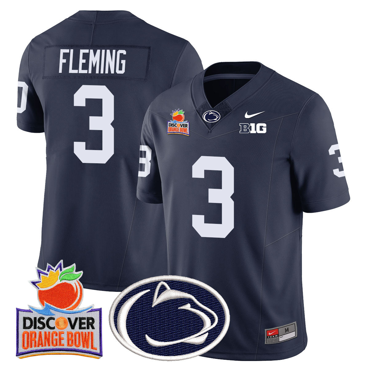 Men's Penn State Nittany Lions 2024 Orange Bowl Jersey N1 - All Stitched