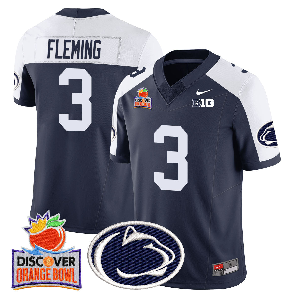 Men's Penn State Nittany Lions 2024 Orange Bowl Jersey N1 - All Stitched