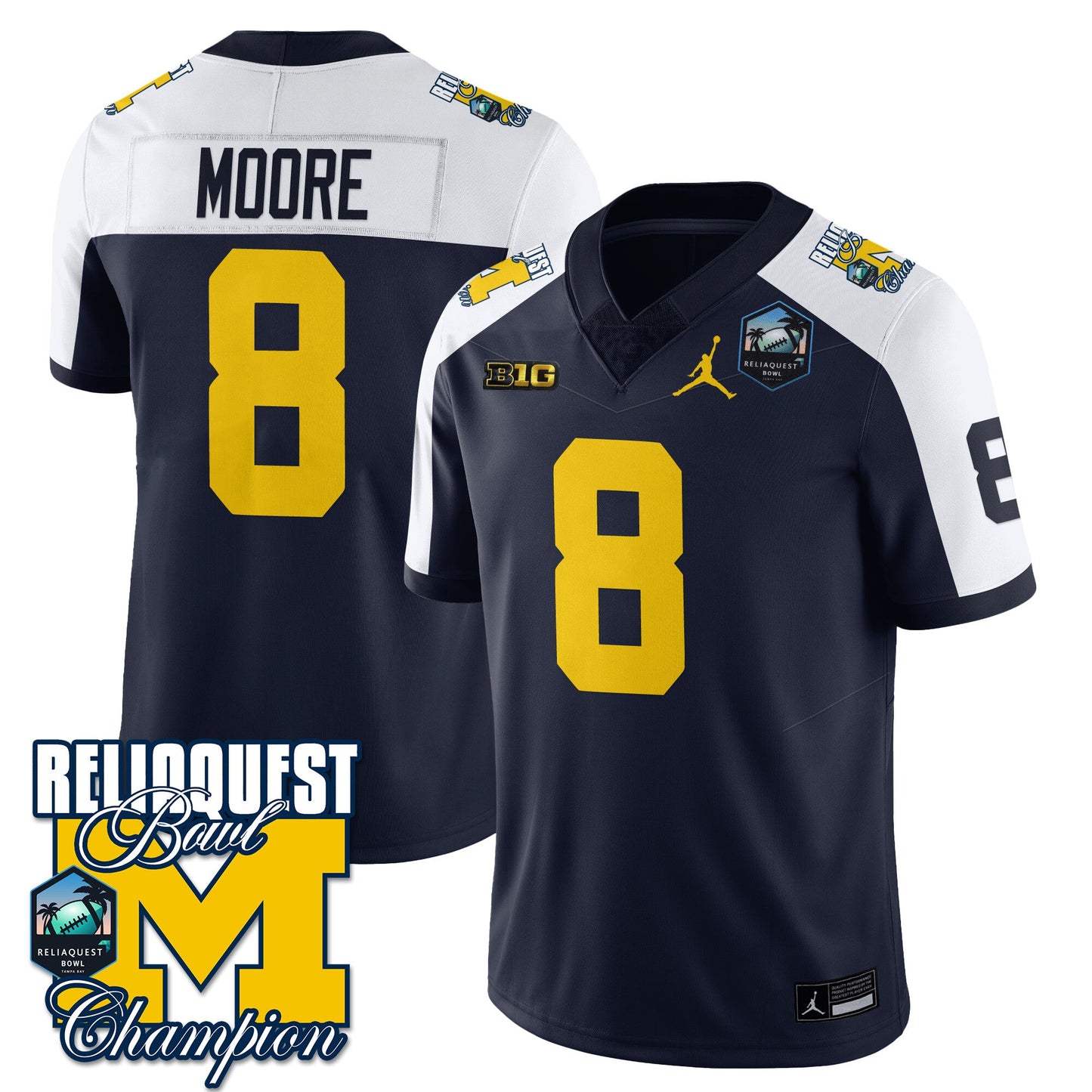 Michigan Wolverines 2024 ReliaQuest Bowl Champions Jersey - All Stitched